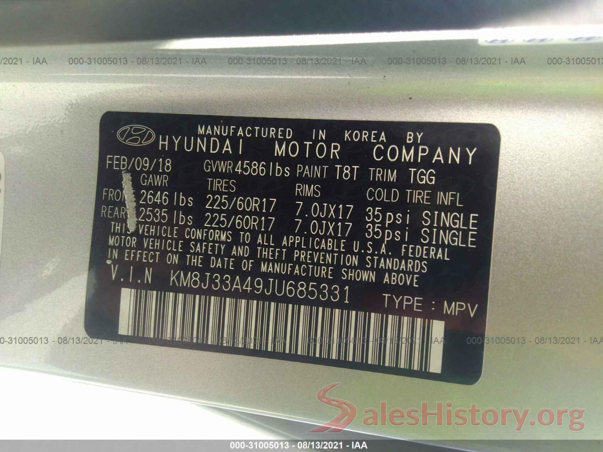 KM8J33A49JU685331 2018 HYUNDAI TUCSON