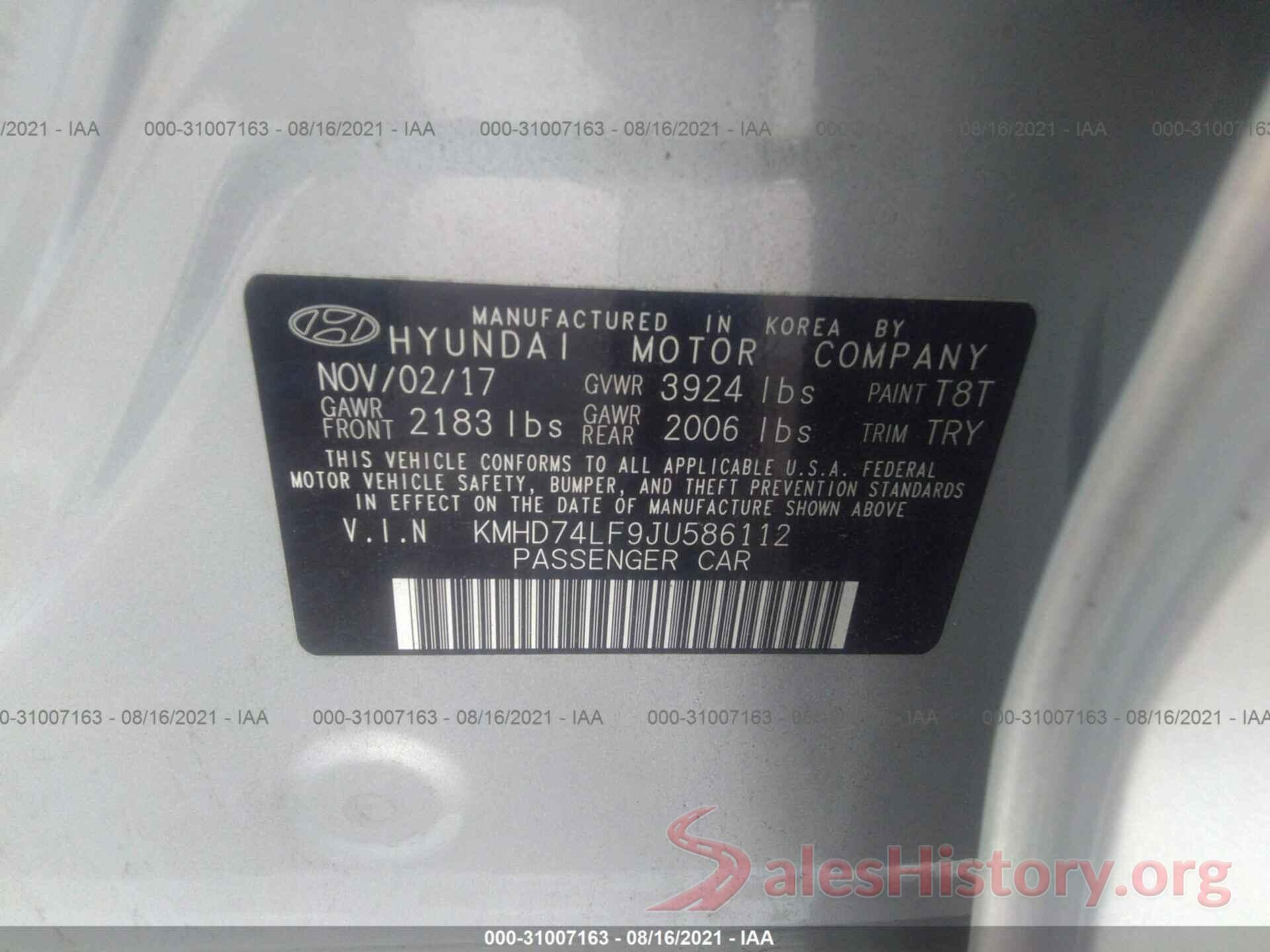 KMHD74LF9JU586112 2018 HYUNDAI ELANTRA