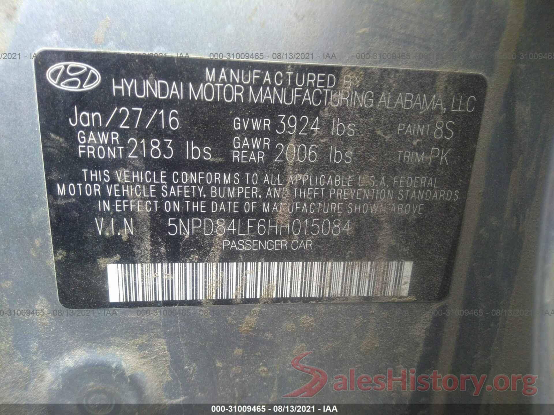 5NPD84LF6HH015084 2017 HYUNDAI ELANTRA