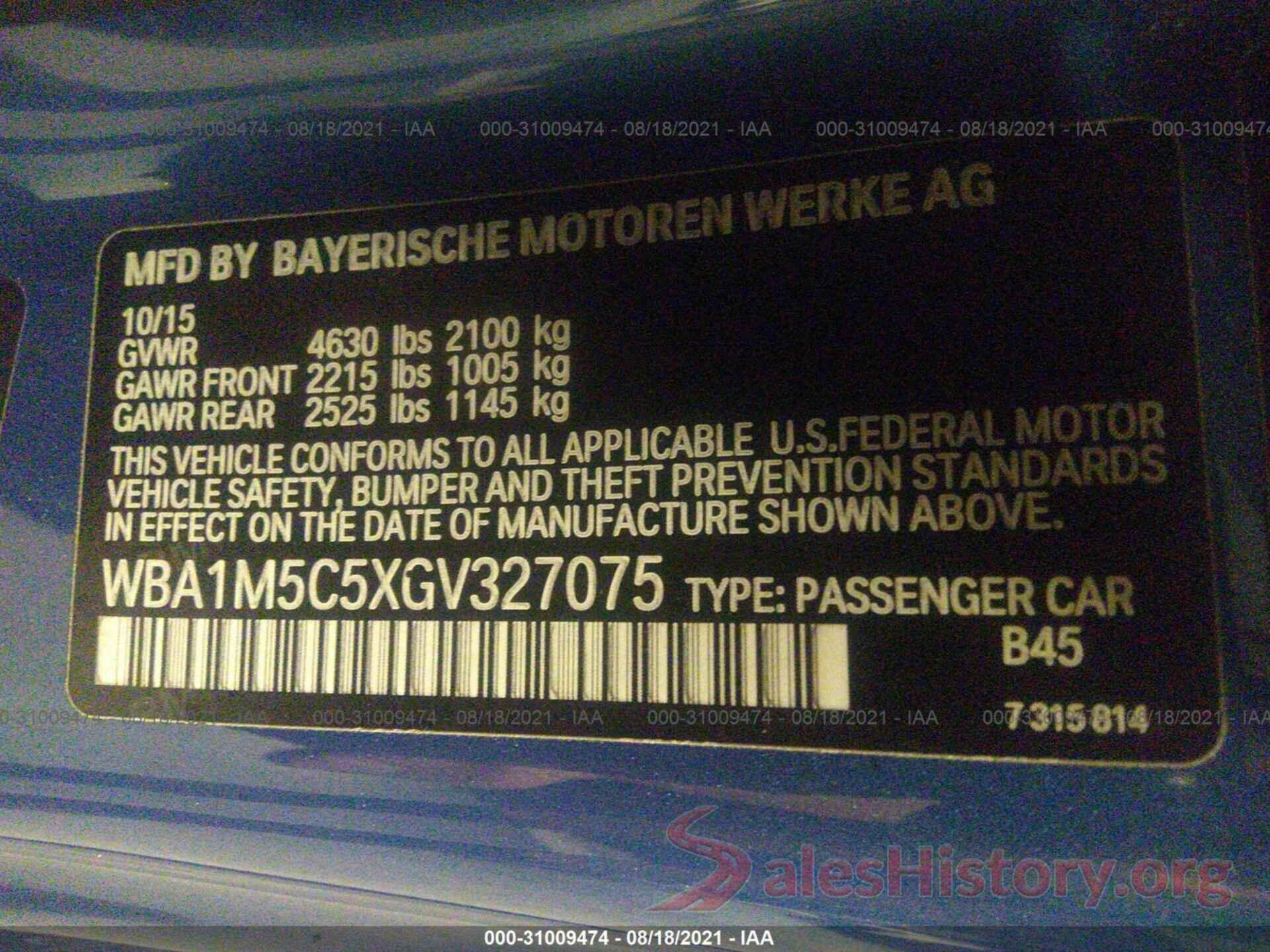 WBA1M5C5XGV327075 2016 BMW 2 SERIES