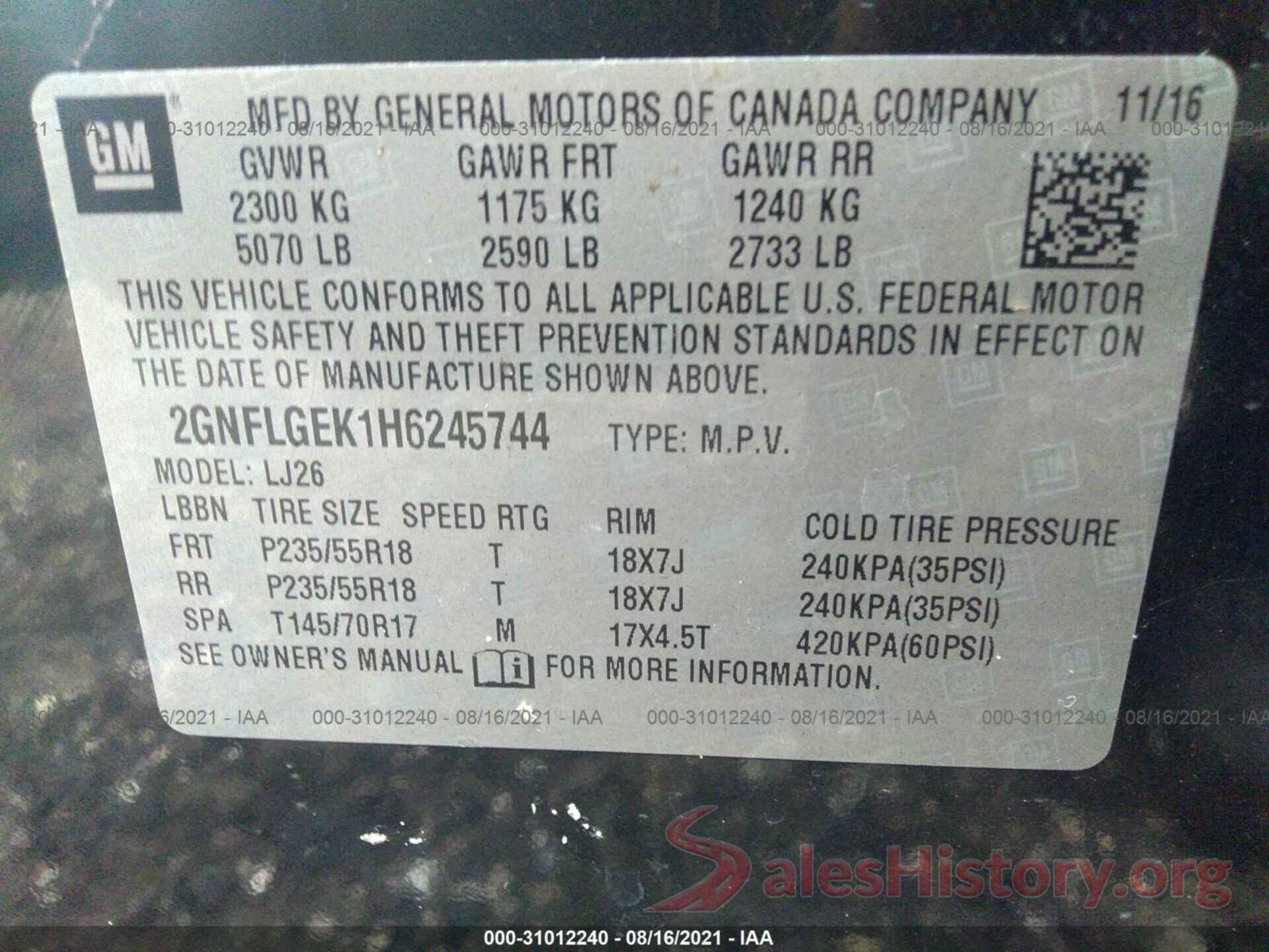 2GNFLGEK1H6245744 2017 CHEVROLET EQUINOX