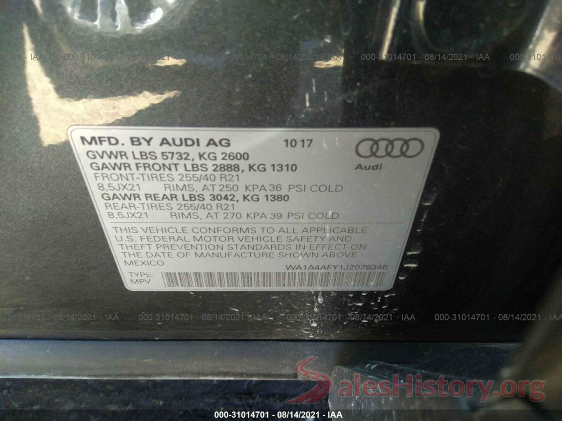 WA1A4AFY1J2078346 2018 AUDI SQ5