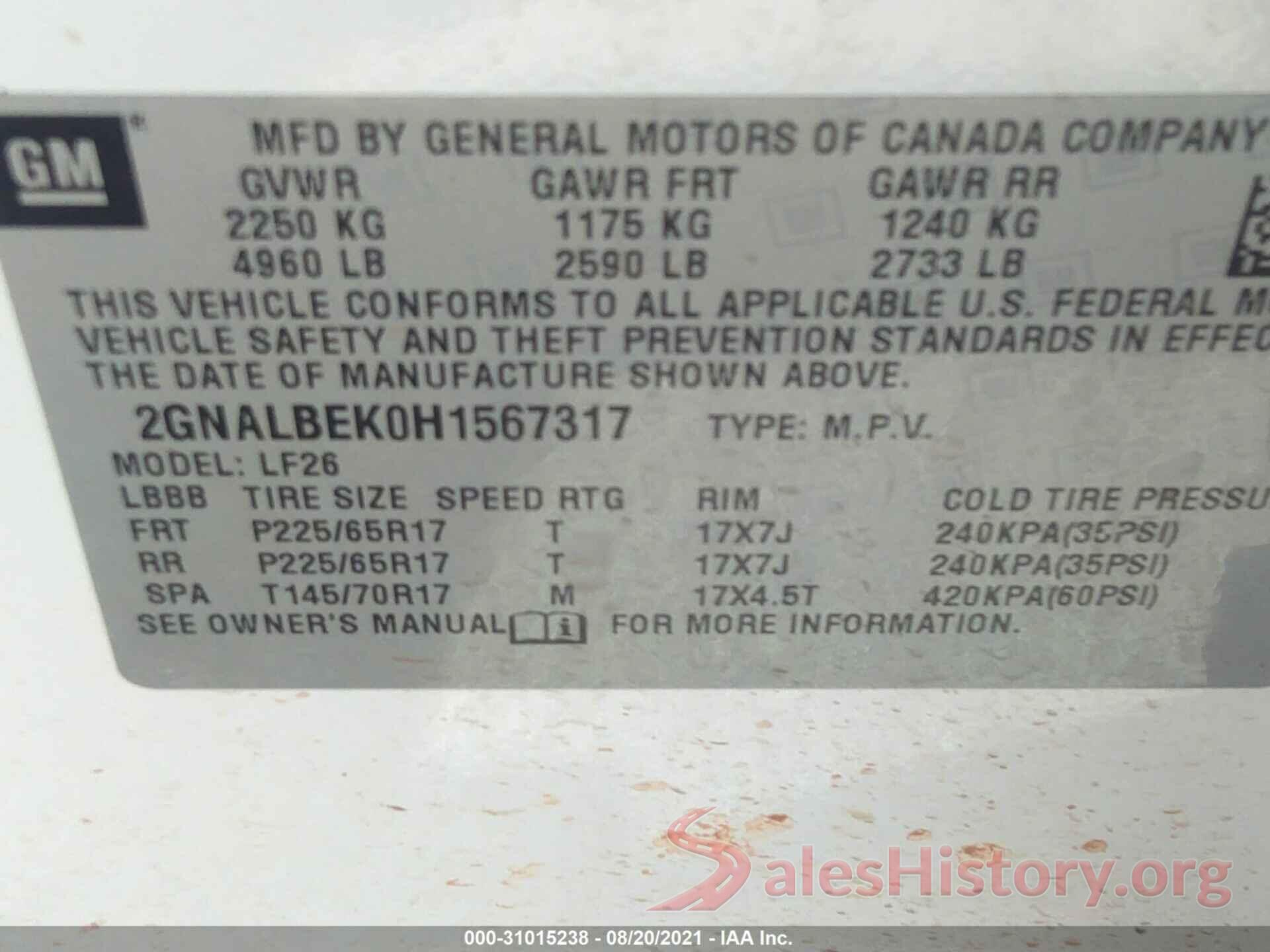 2GNALBEK0H1567317 2017 CHEVROLET EQUINOX