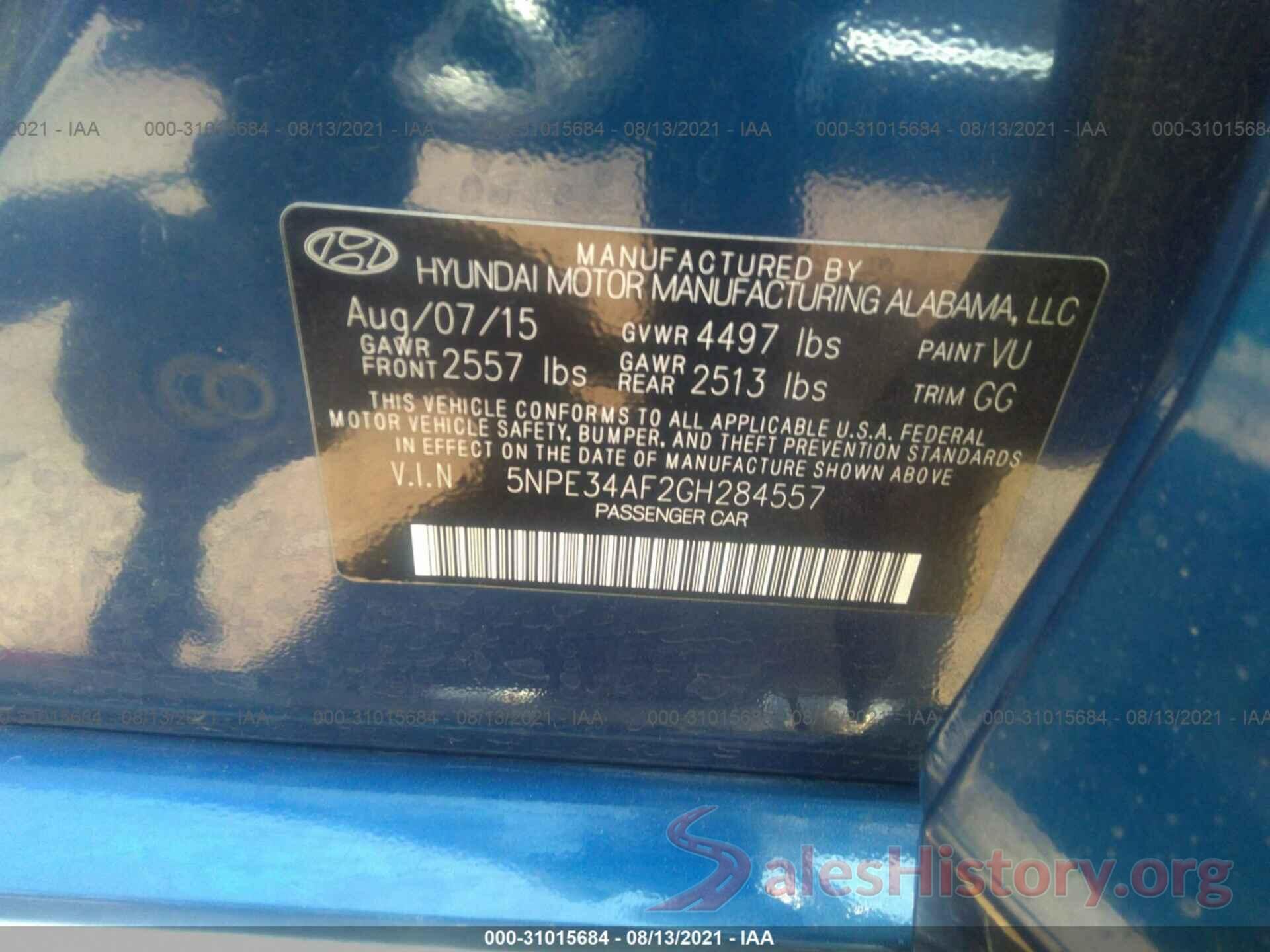 5NPE34AF2GH284557 2016 HYUNDAI SONATA