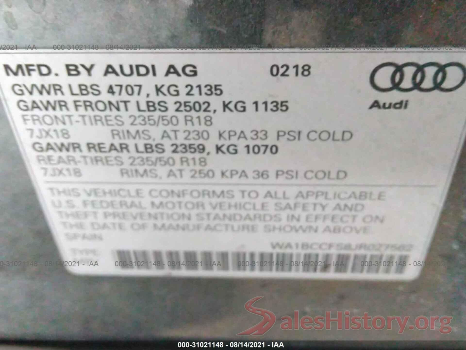 WA1BCCFS8JR027562 2018 AUDI Q3