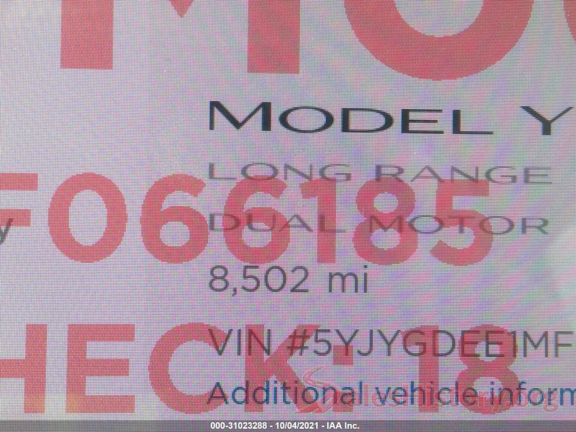 5YJYGDEE1MF066185 2021 TESLA MODEL Y