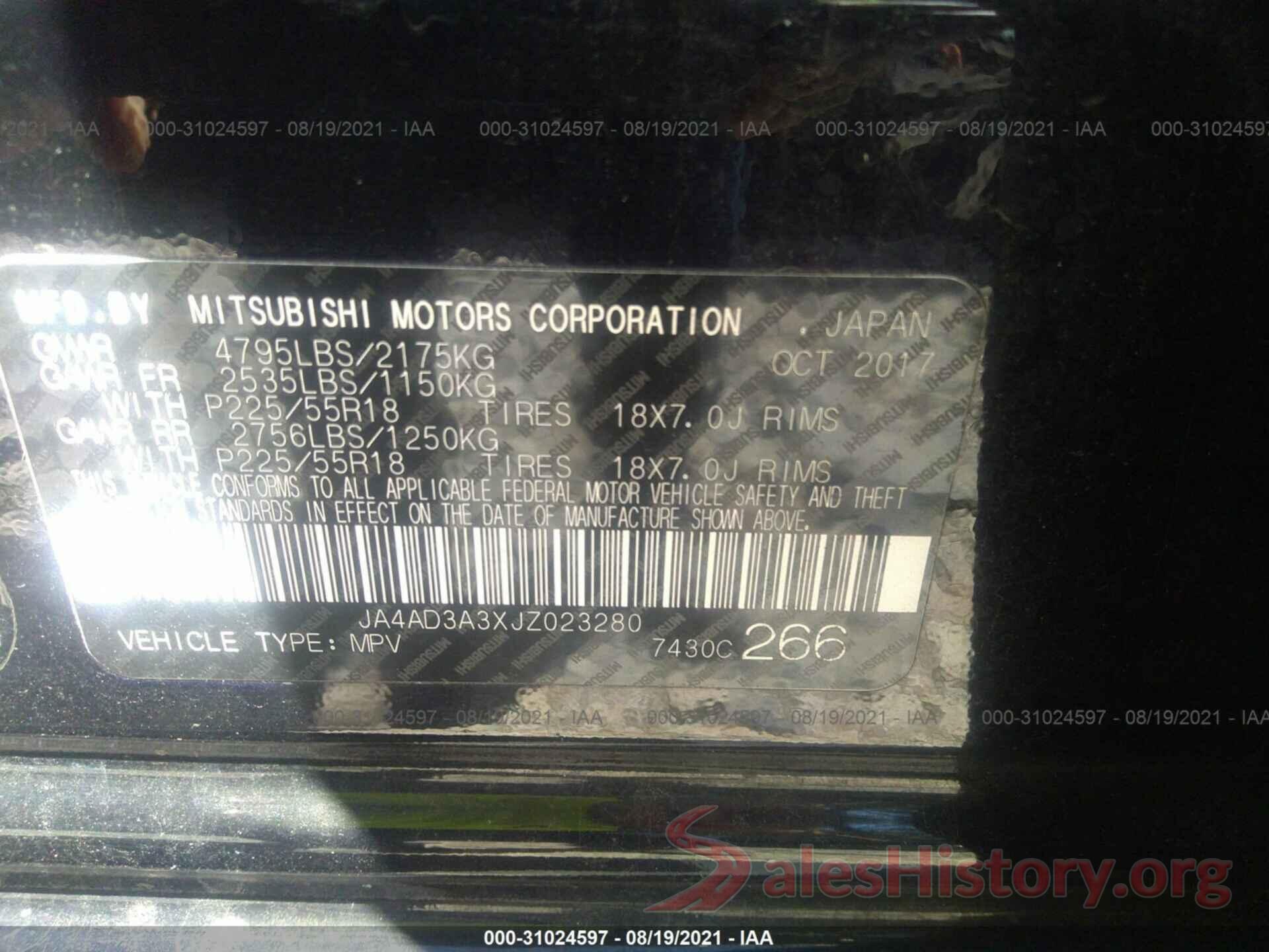 JA4AD3A3XJZ023280 2018 MITSUBISHI OUTLANDER