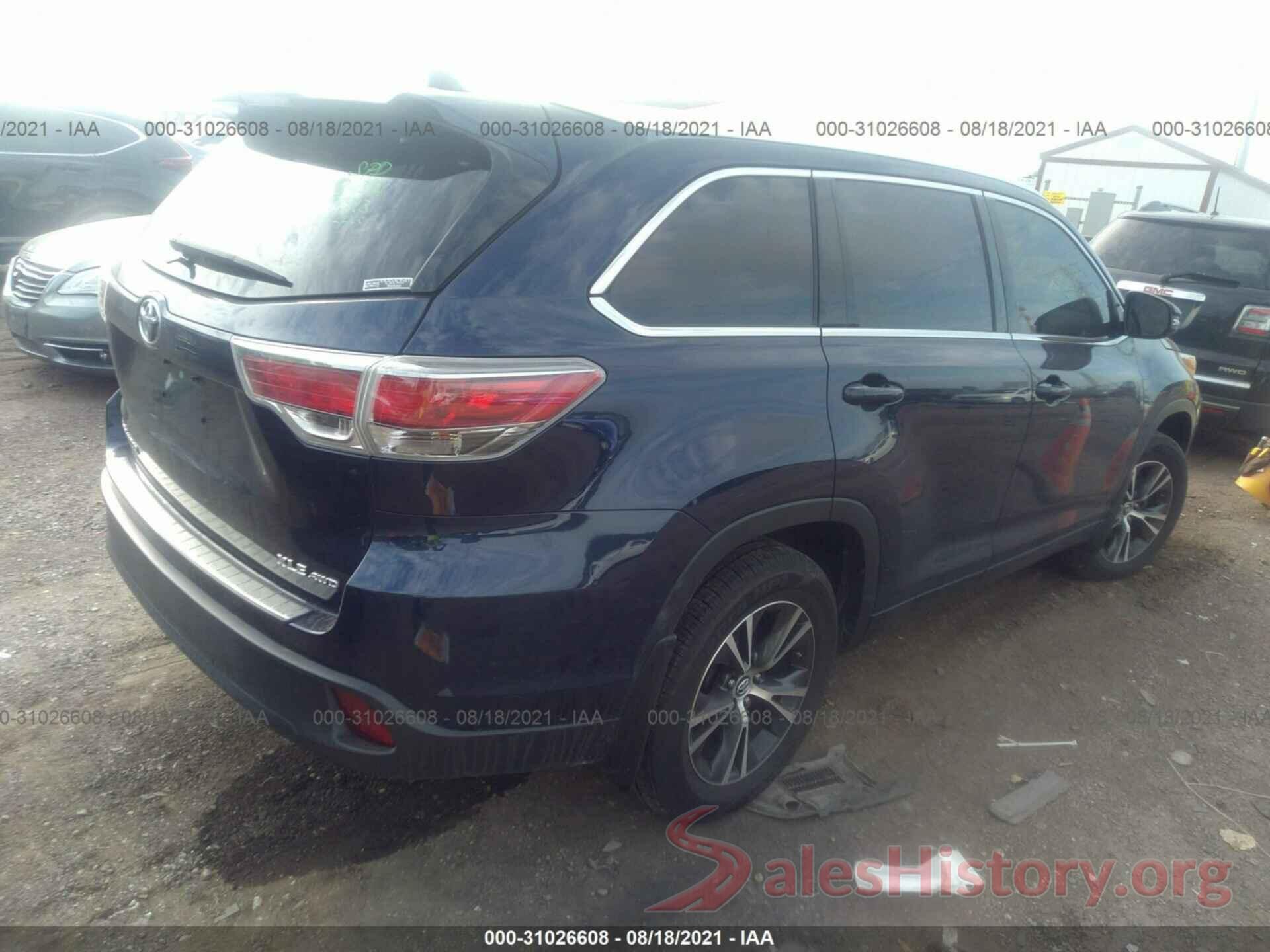 5TDJKRFH4GS331221 2016 TOYOTA HIGHLANDER