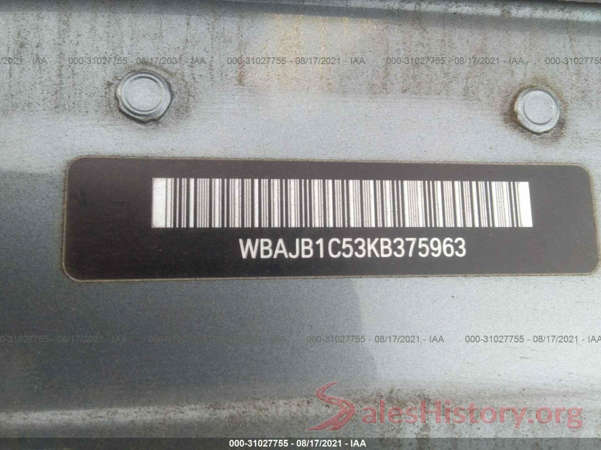 WBAJB1C53KB375963 2019 BMW 5 SERIES