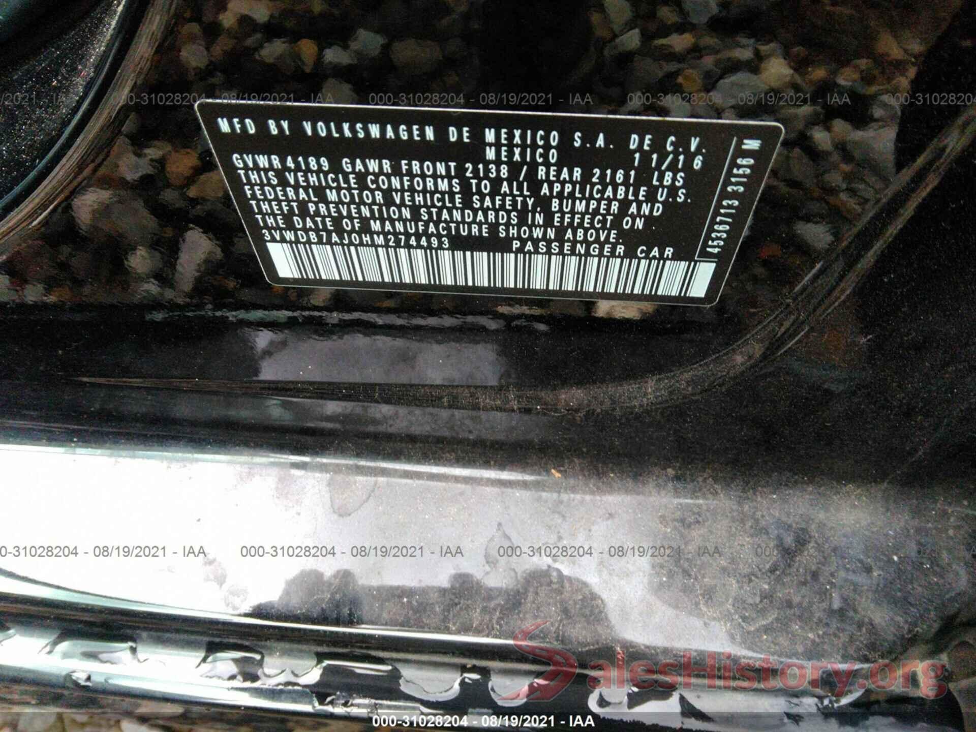 3VWDB7AJ0HM274493 2017 VOLKSWAGEN JETTA