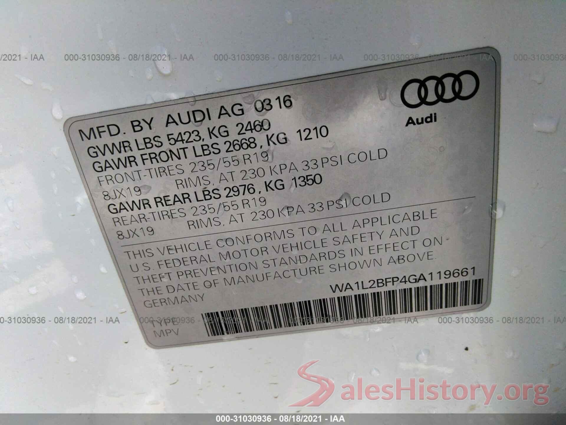 WA1L2BFP4GA119661 2016 AUDI Q5