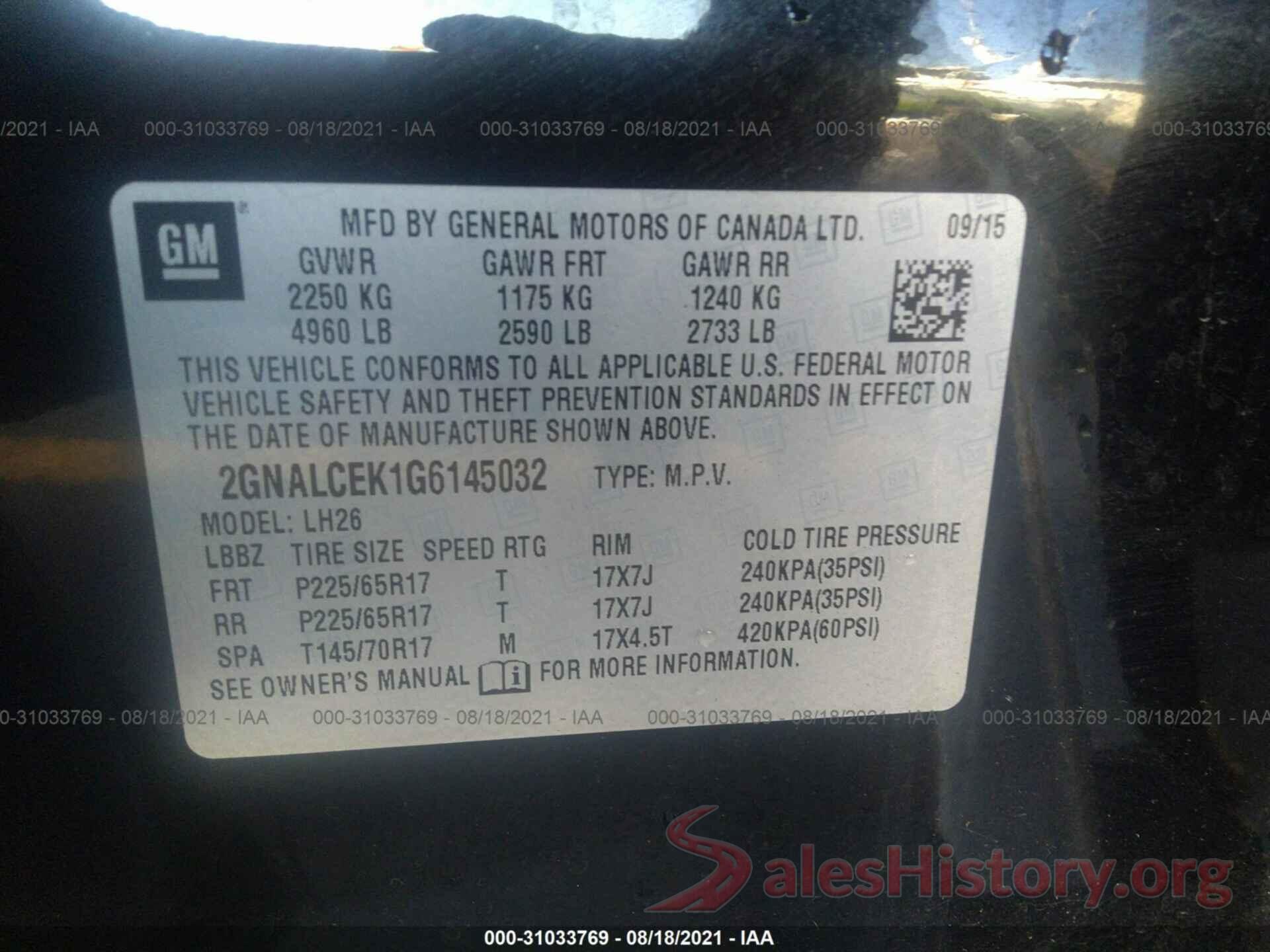 2GNALCEK1G6145032 2016 CHEVROLET EQUINOX