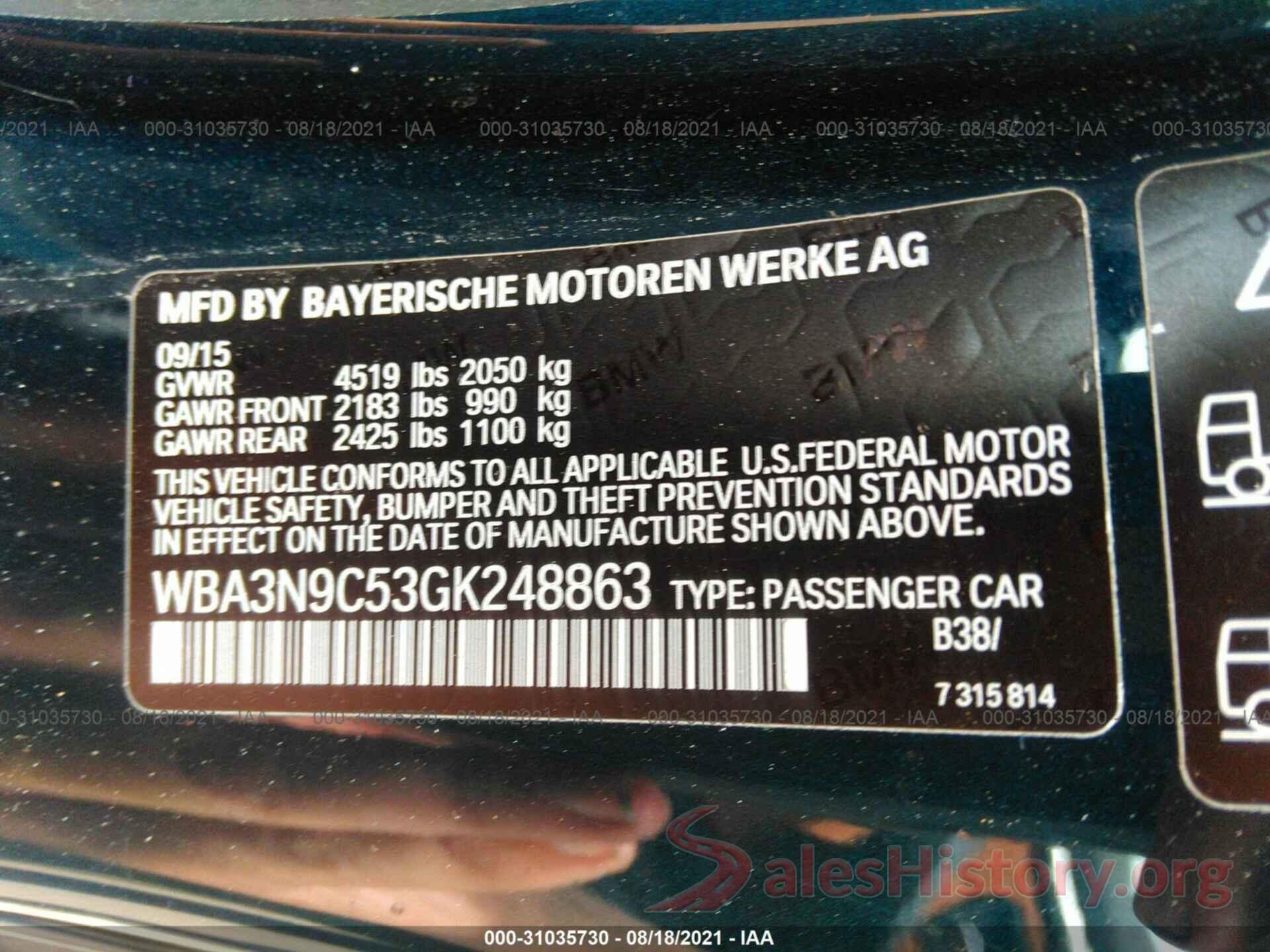 WBA3N9C53GK248863 2016 BMW 4 SERIES