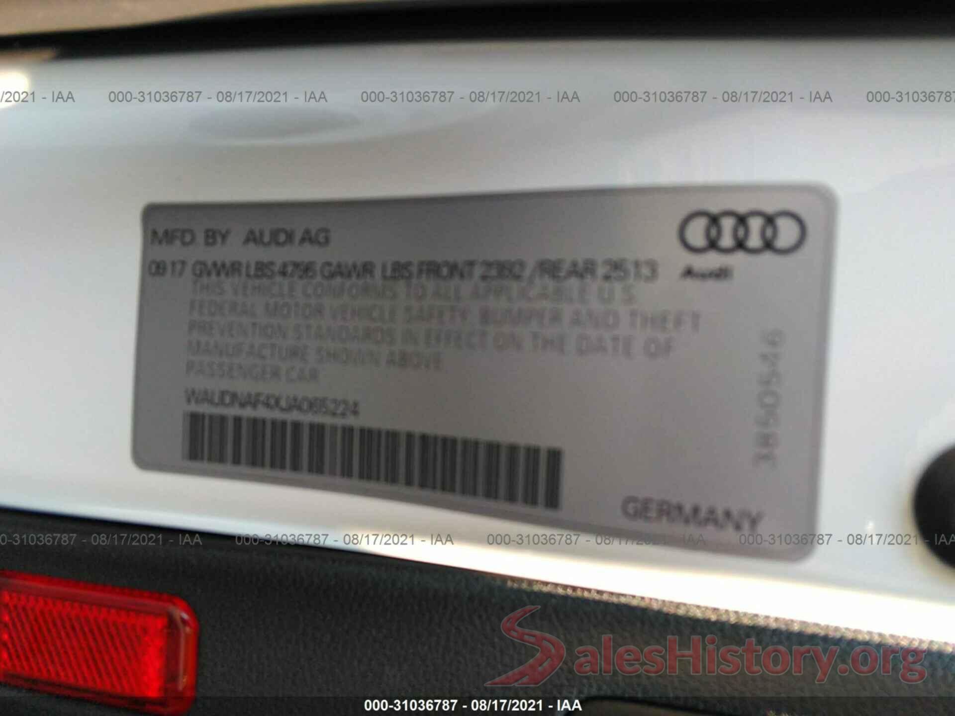 WAUDNAF4XJA065224 2018 AUDI A4