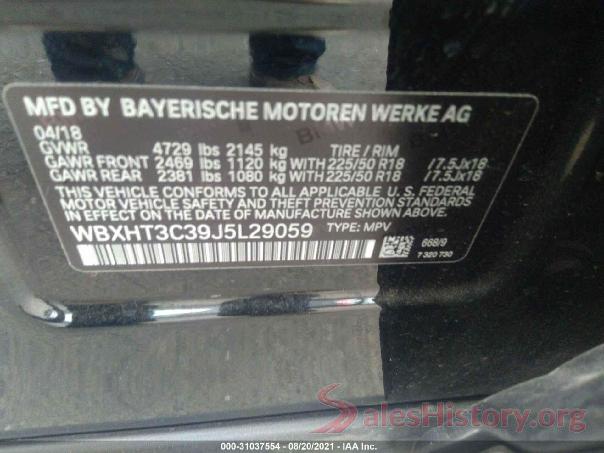 WBXHT3C39J5L29059 2018 BMW X1