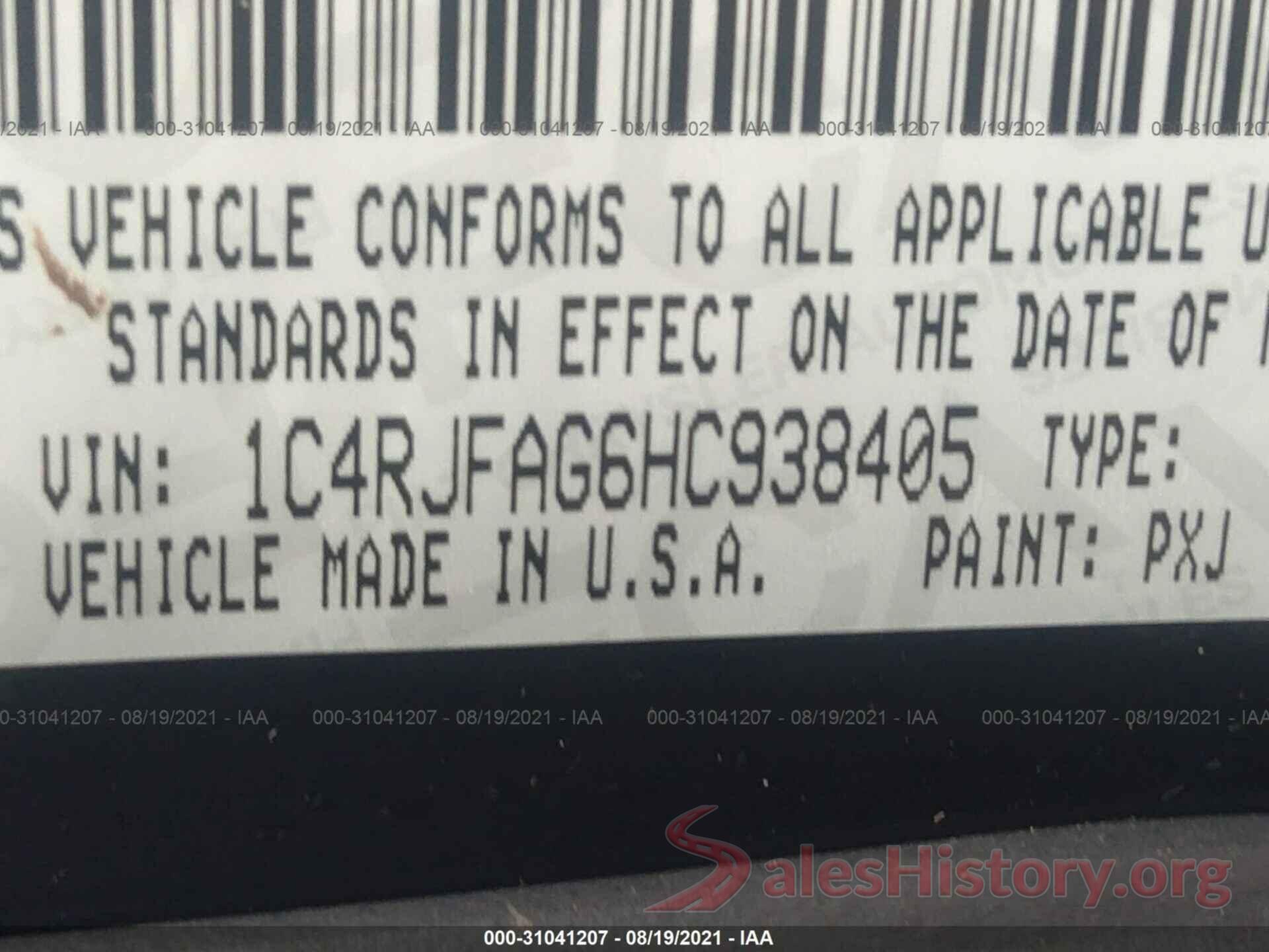 1C4RJFAG6HC938405 2017 JEEP GRAND CHEROKEE