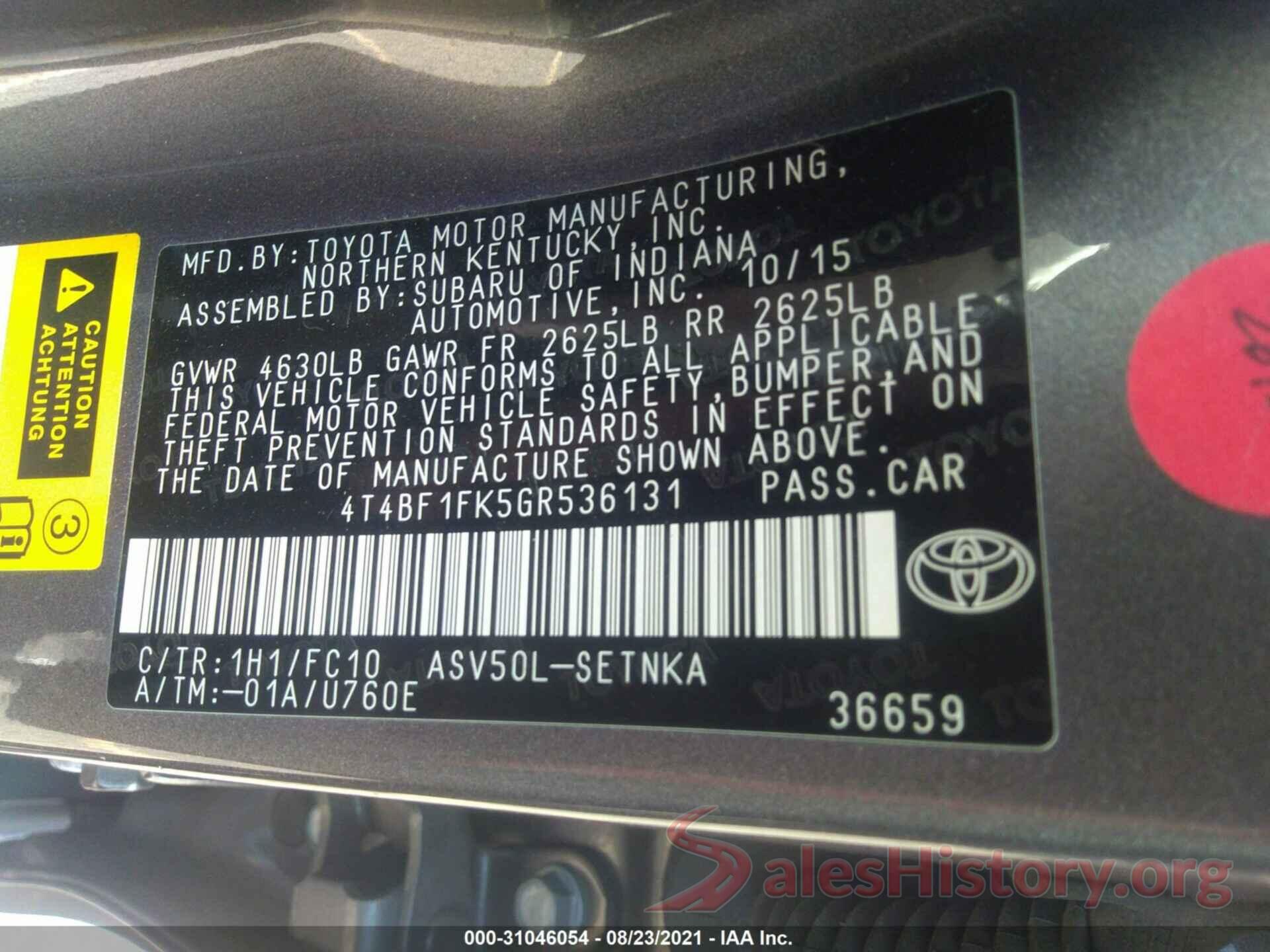 4T4BF1FK5GR536131 2016 TOYOTA CAMRY