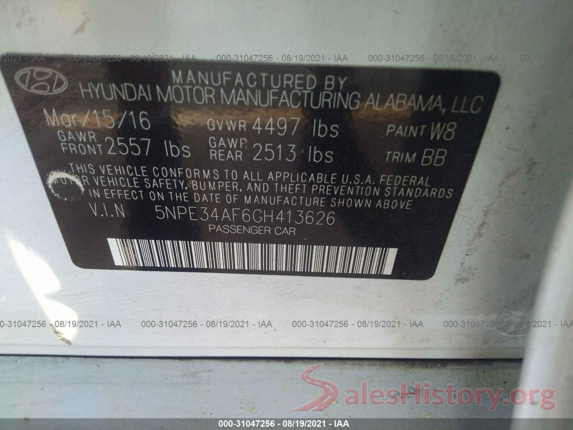 5NPE34AF6GH413626 2016 HYUNDAI SONATA