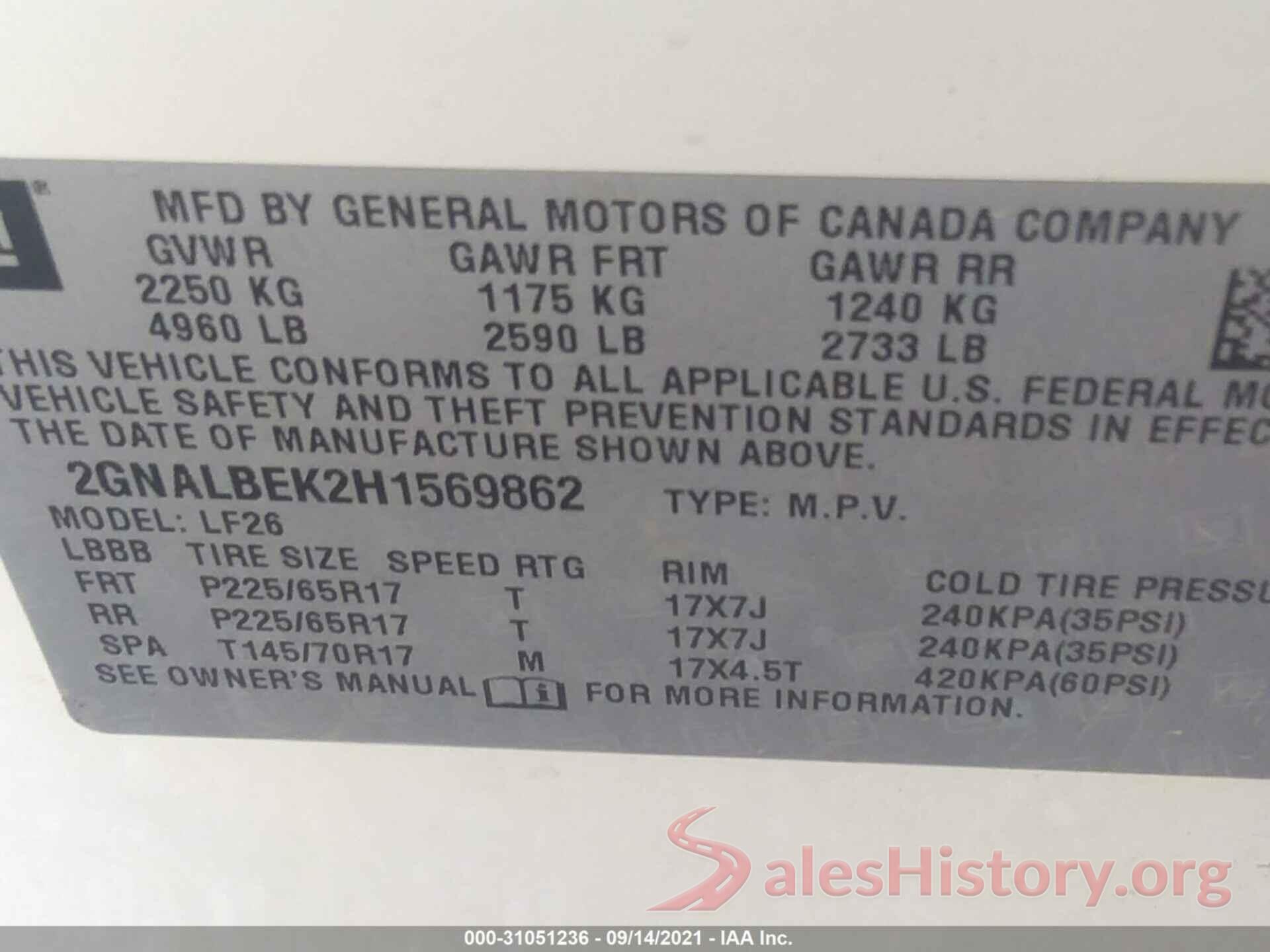 2GNALBEK2H1569862 2017 CHEVROLET EQUINOX