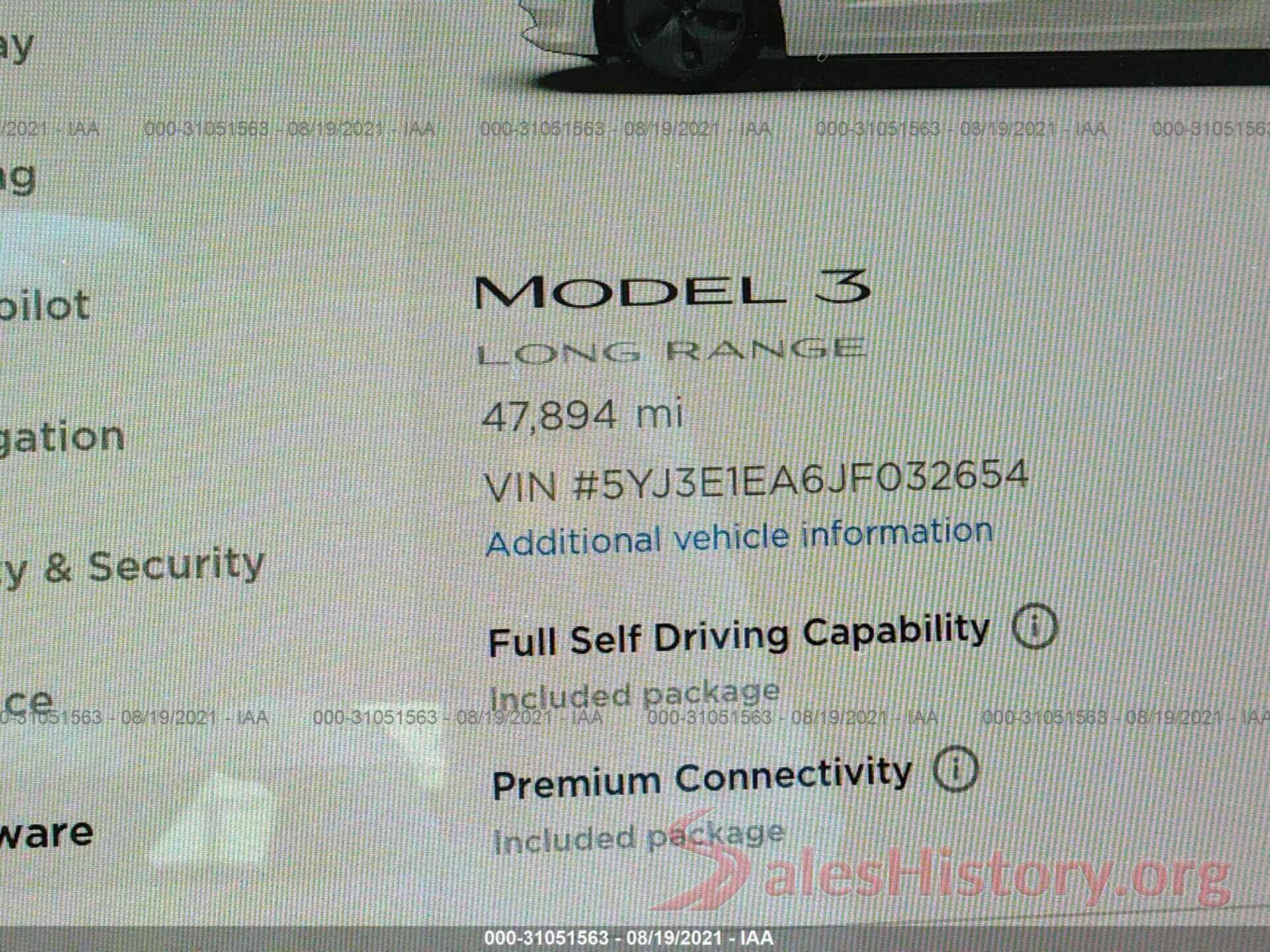 5YJ3E1EA6JF032654 2018 TESLA MODEL 3