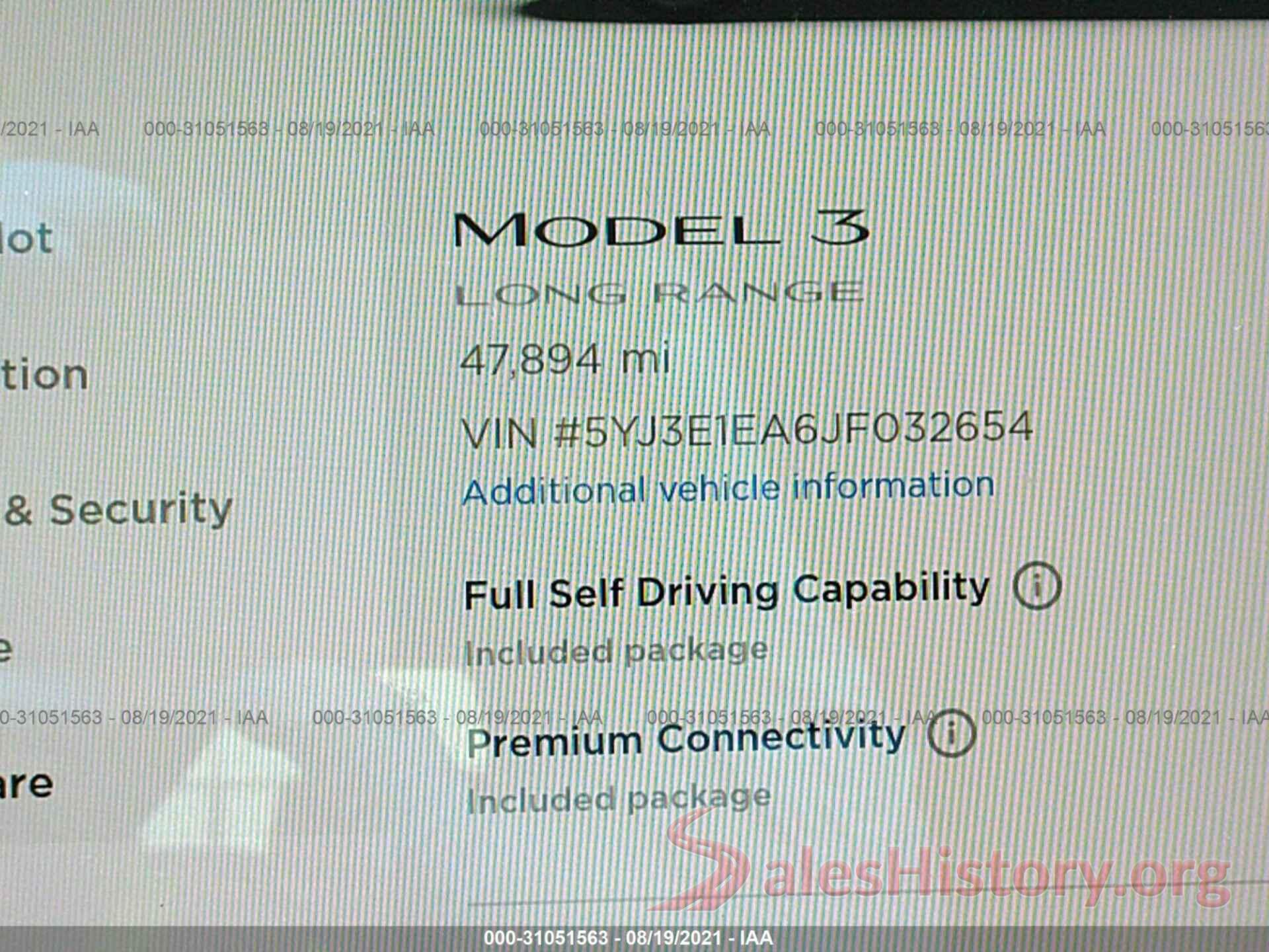 5YJ3E1EA6JF032654 2018 TESLA MODEL 3