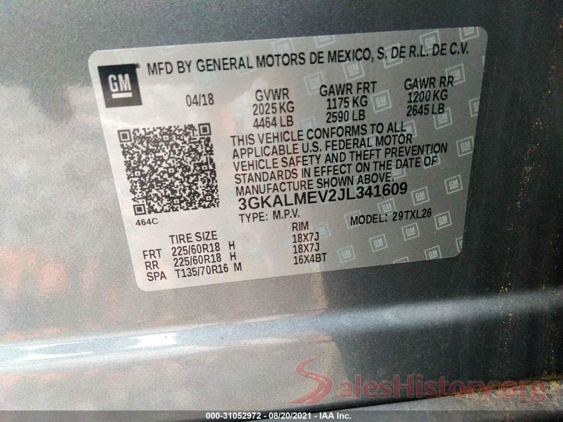 3GKALMEV2JL341609 2018 GMC TERRAIN