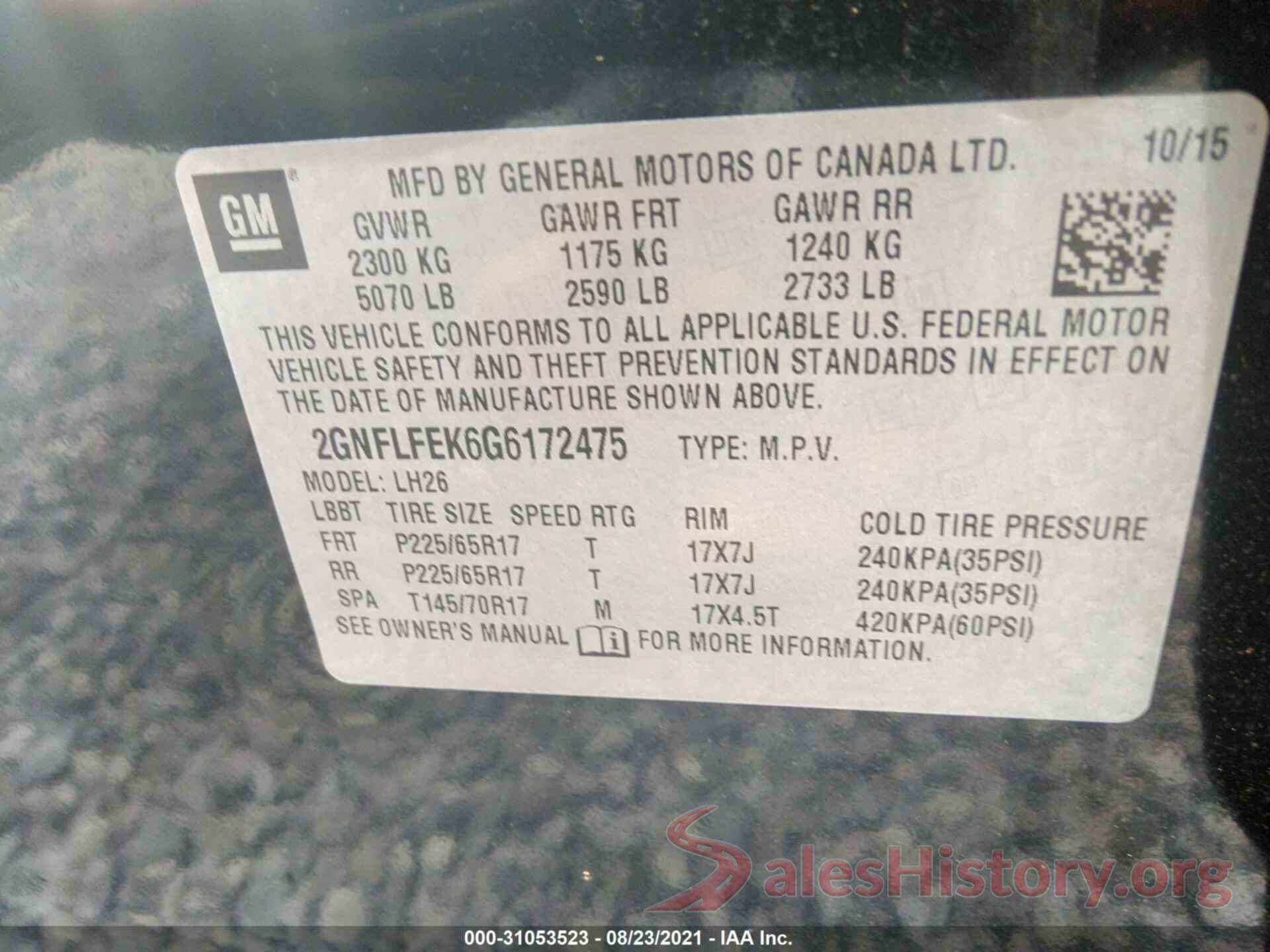 2GNFLFEK6G6172475 2016 CHEVROLET EQUINOX