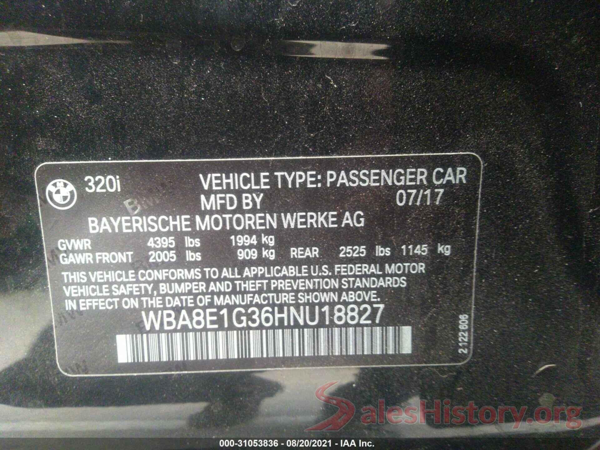 WBA8E1G36HNU18827 2017 BMW 3 SERIES