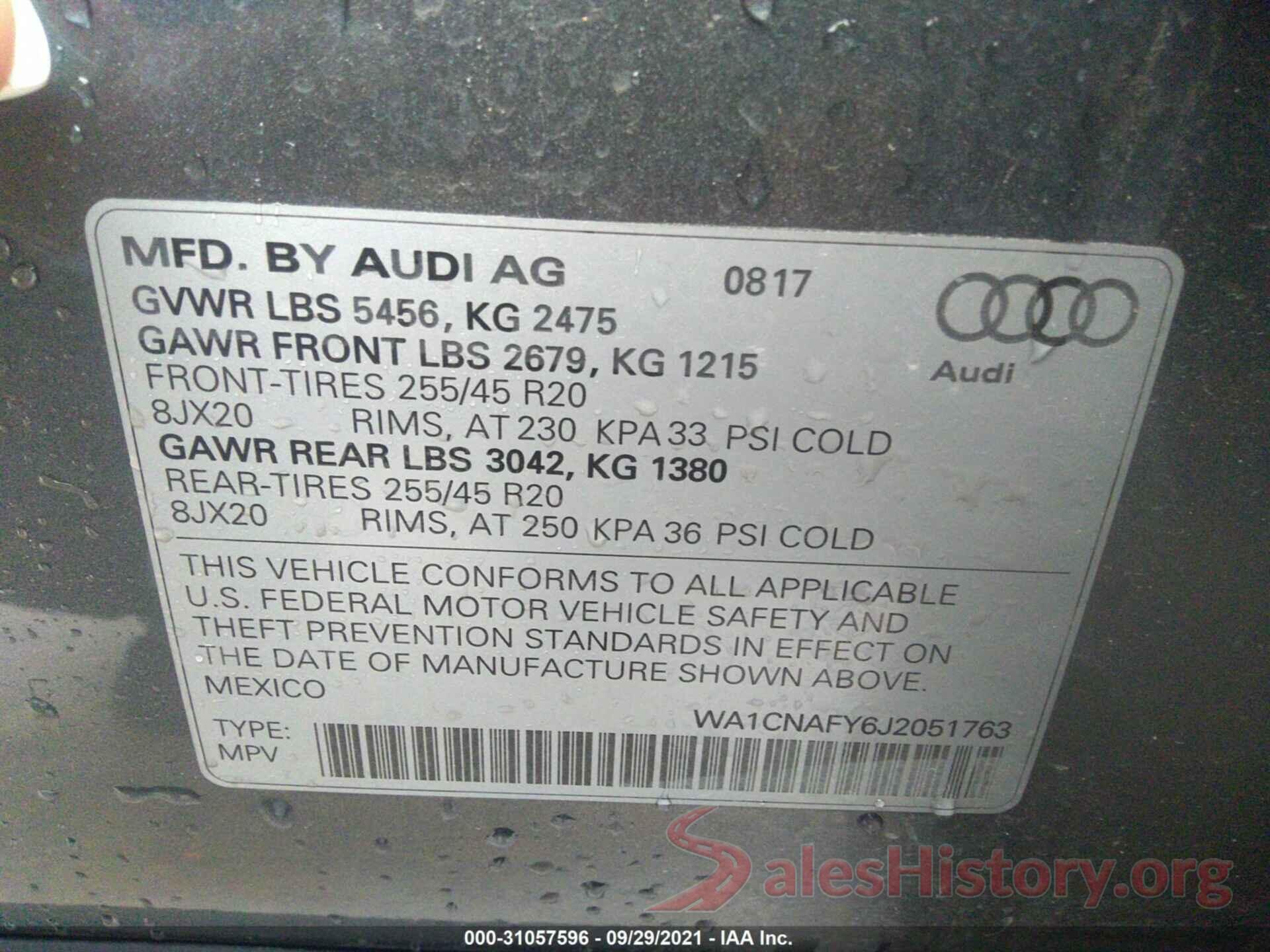 WA1CNAFY6J2051763 2018 AUDI Q5