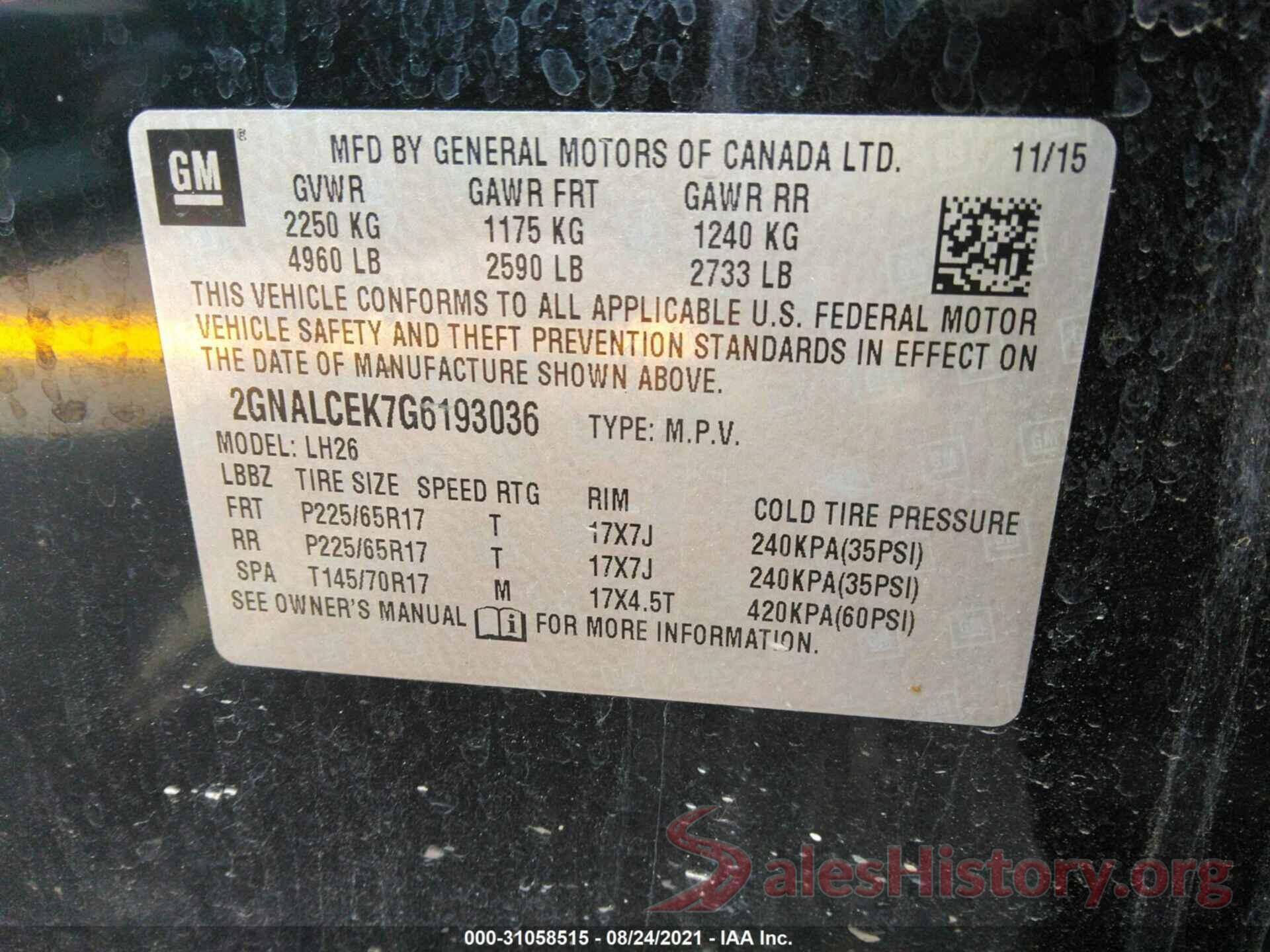 2GNALCEK7G6193036 2016 CHEVROLET EQUINOX