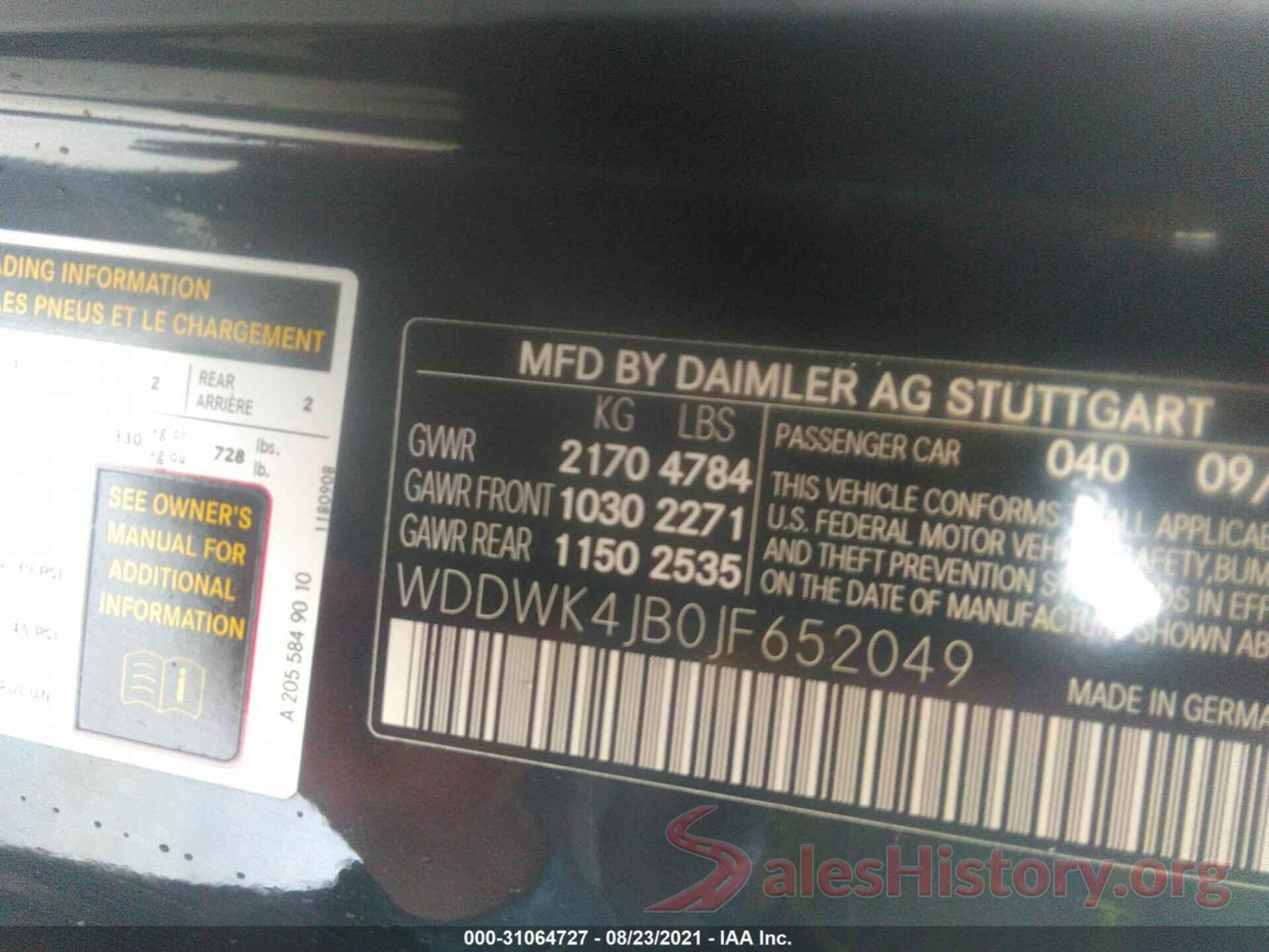 WDDWK4JB0JF652049 2018 MERCEDES-BENZ C-CLASS