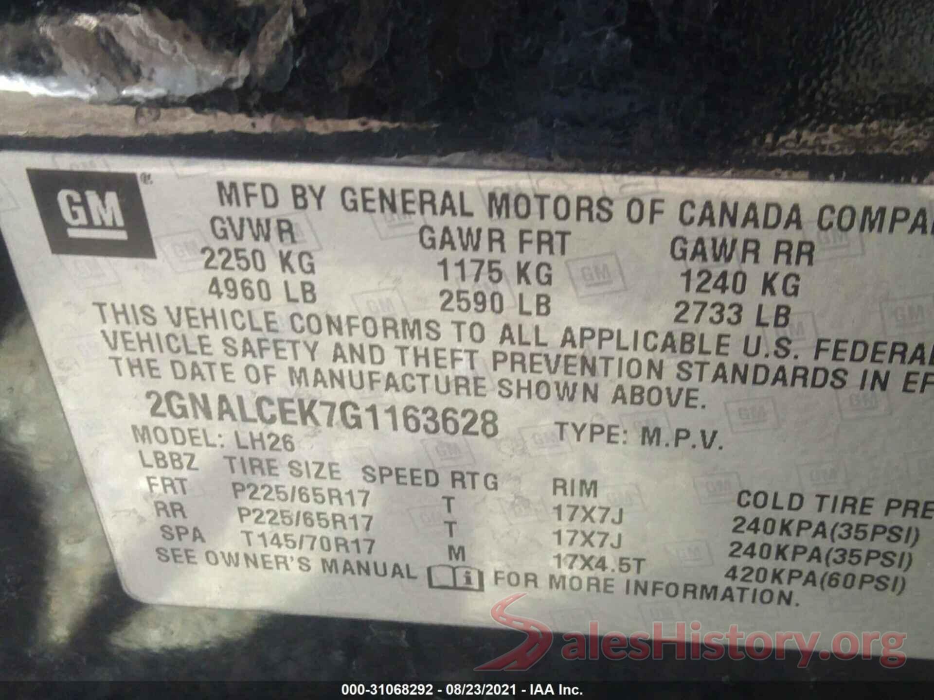 2GNALCEK7G1163628 2016 CHEVROLET EQUINOX