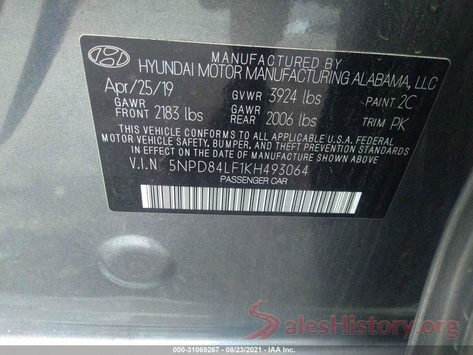 5NPD84LF1KH493064 2019 HYUNDAI ELANTRA