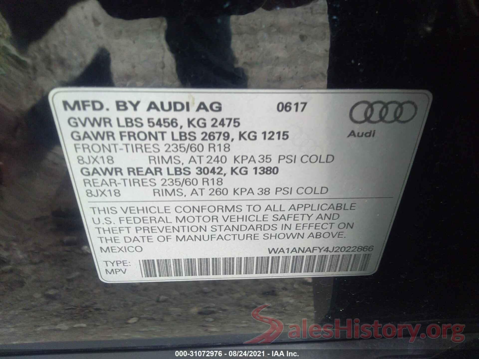 WA1ANAFY4J2022866 2018 AUDI Q5