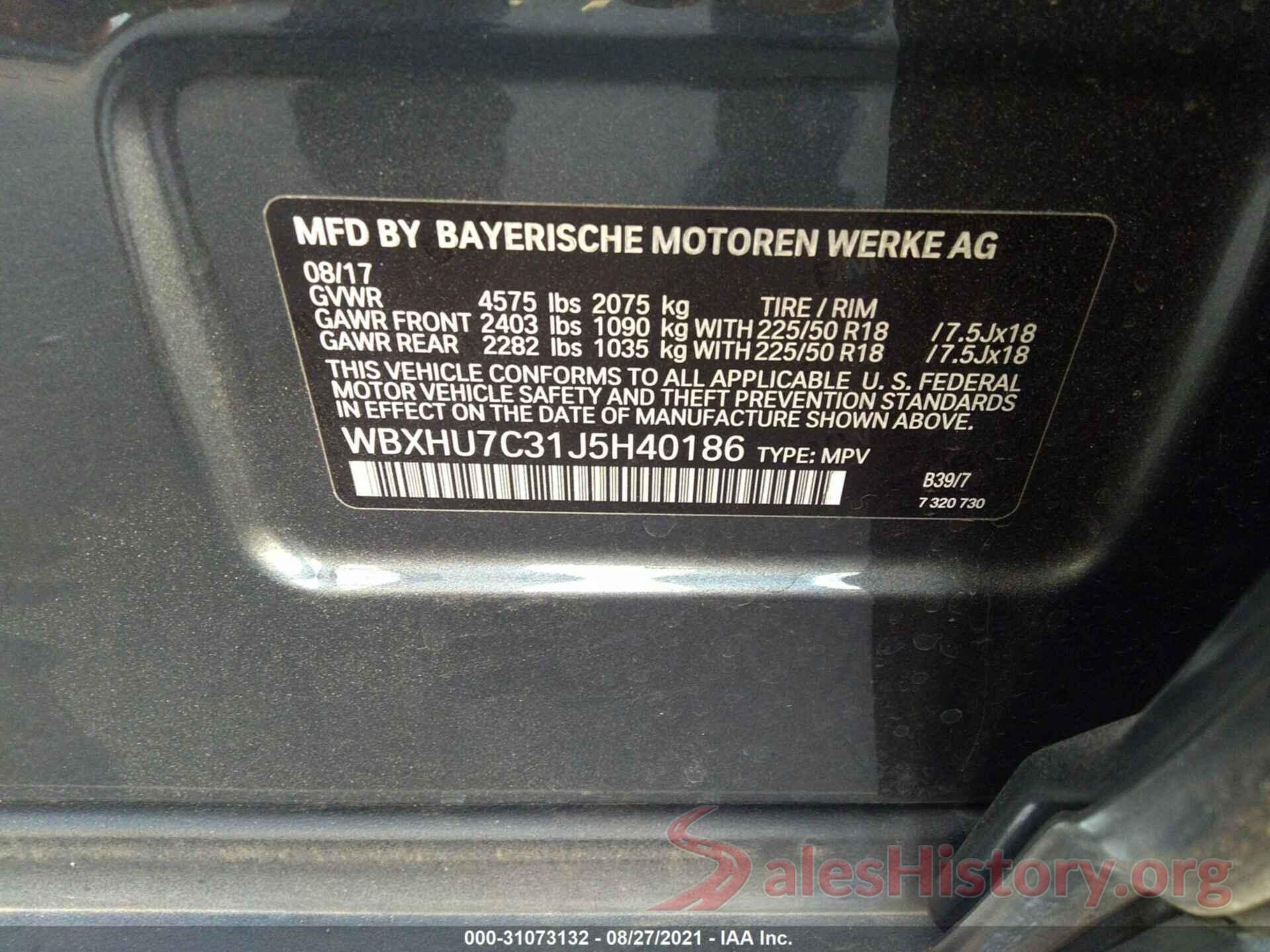 WBXHU7C31J5H40186 2018 BMW X1