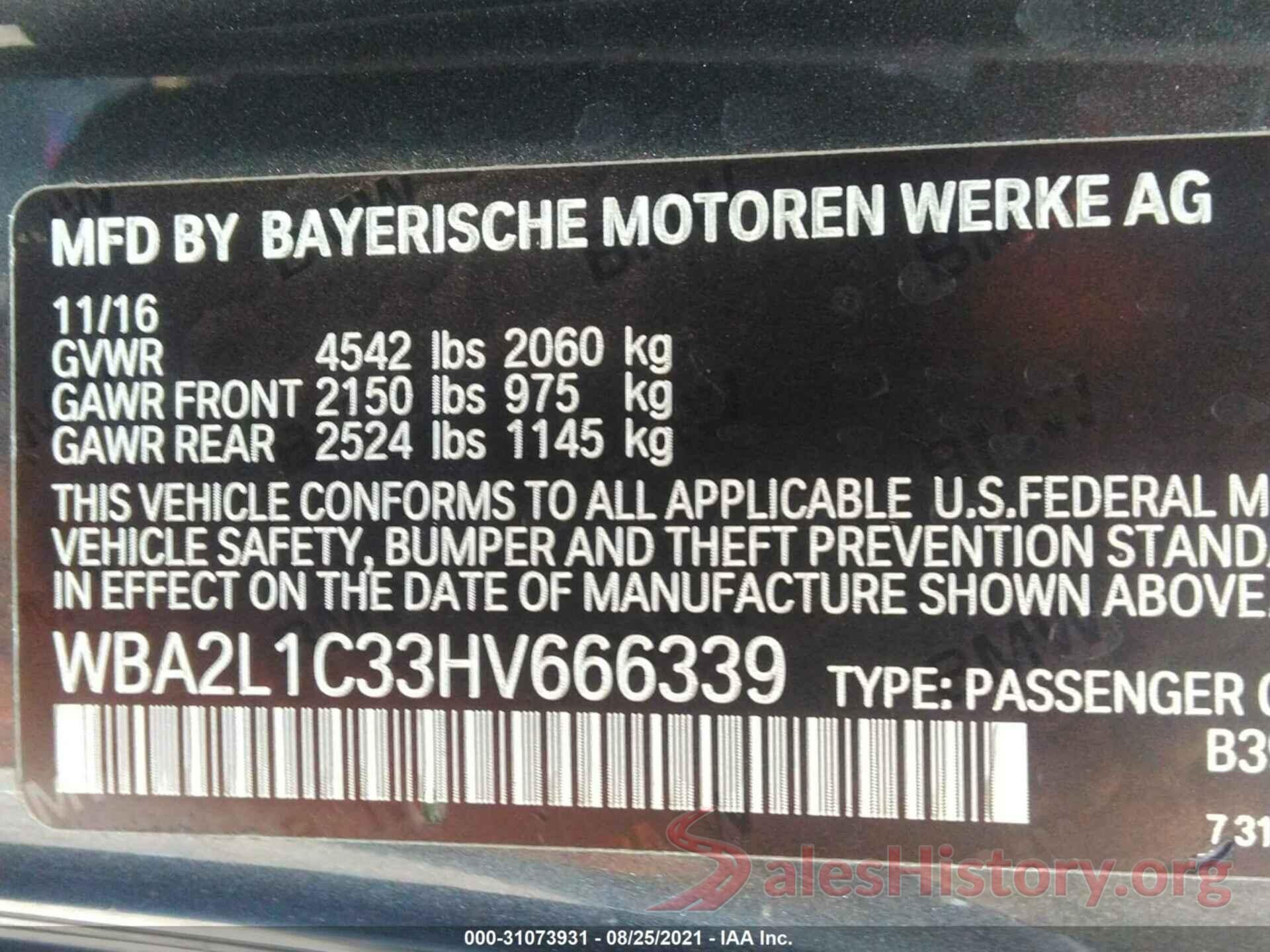 WBA2L1C33HV666339 2017 BMW 2 SERIES