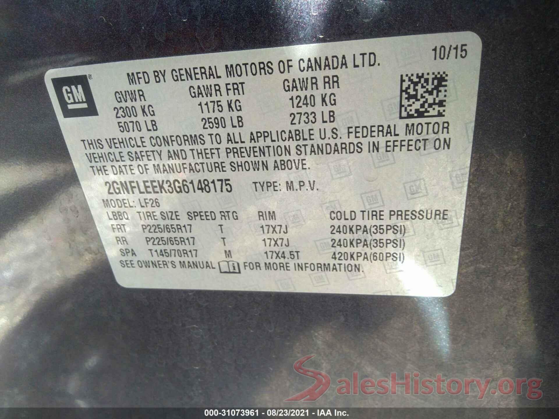 2GNFLEEK3G6148175 2016 CHEVROLET EQUINOX