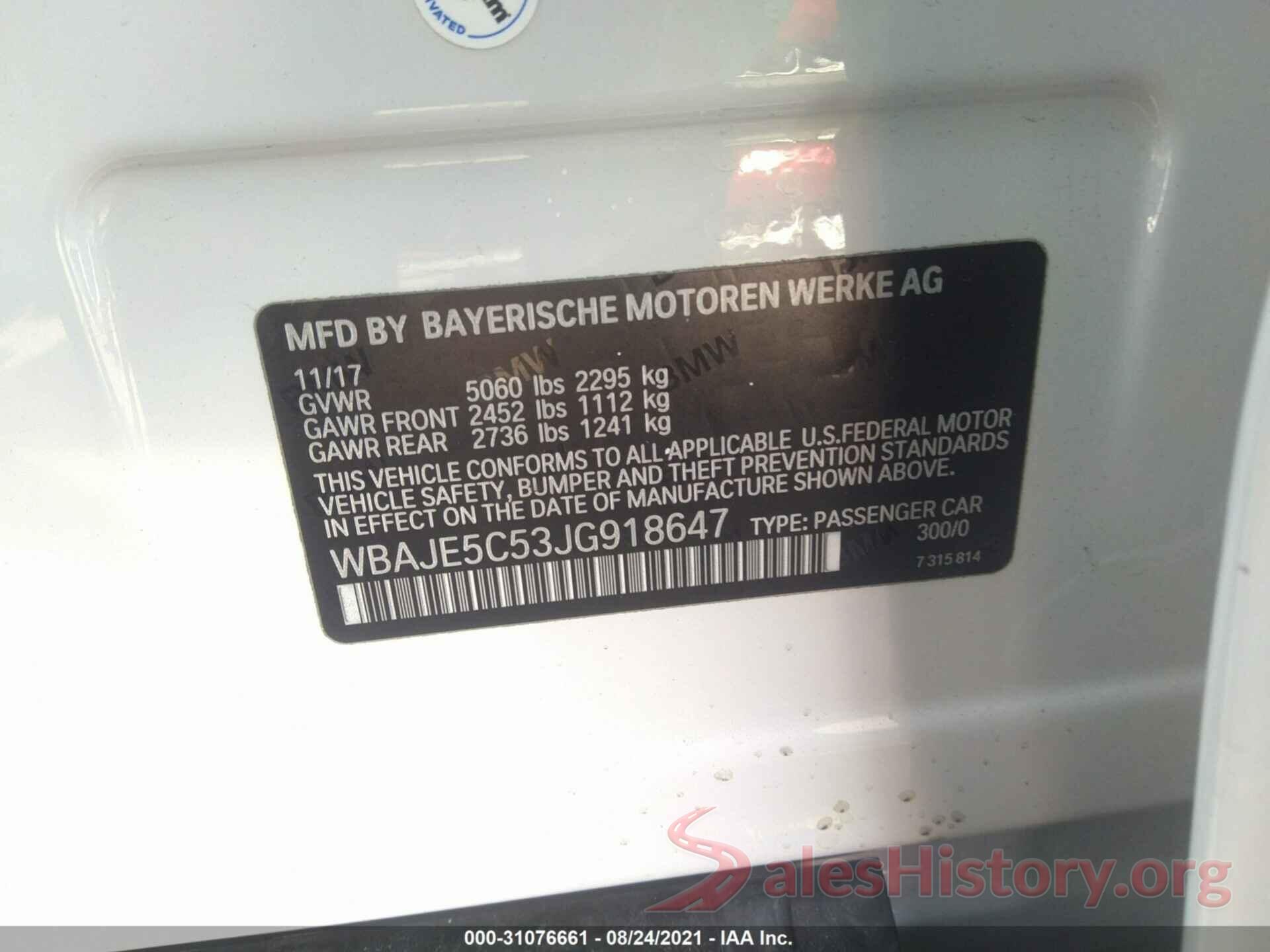 WBAJE5C53JG918647 2018 BMW 5 SERIES