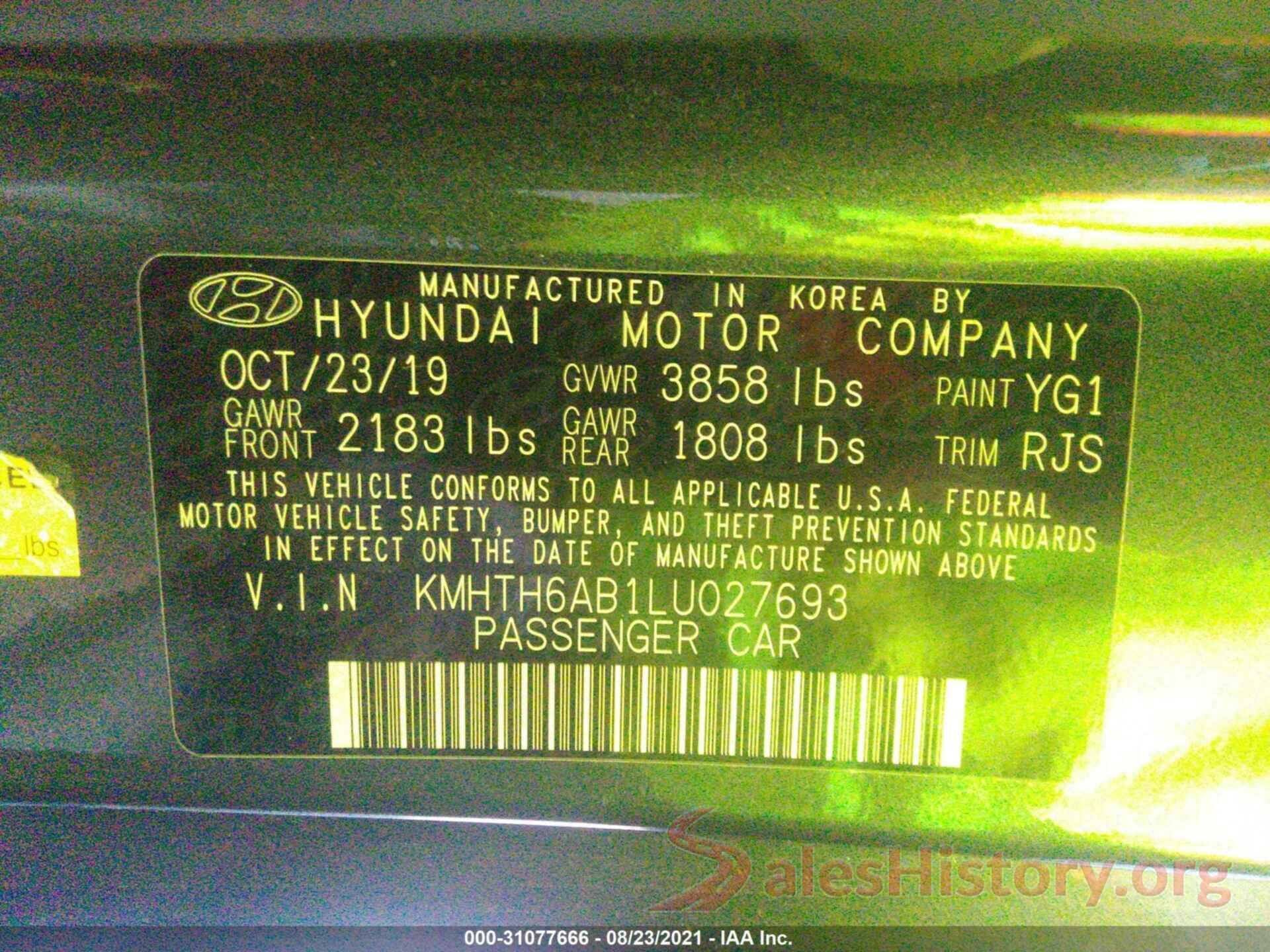 KMHTH6AB1LU027693 2020 HYUNDAI VELOSTER