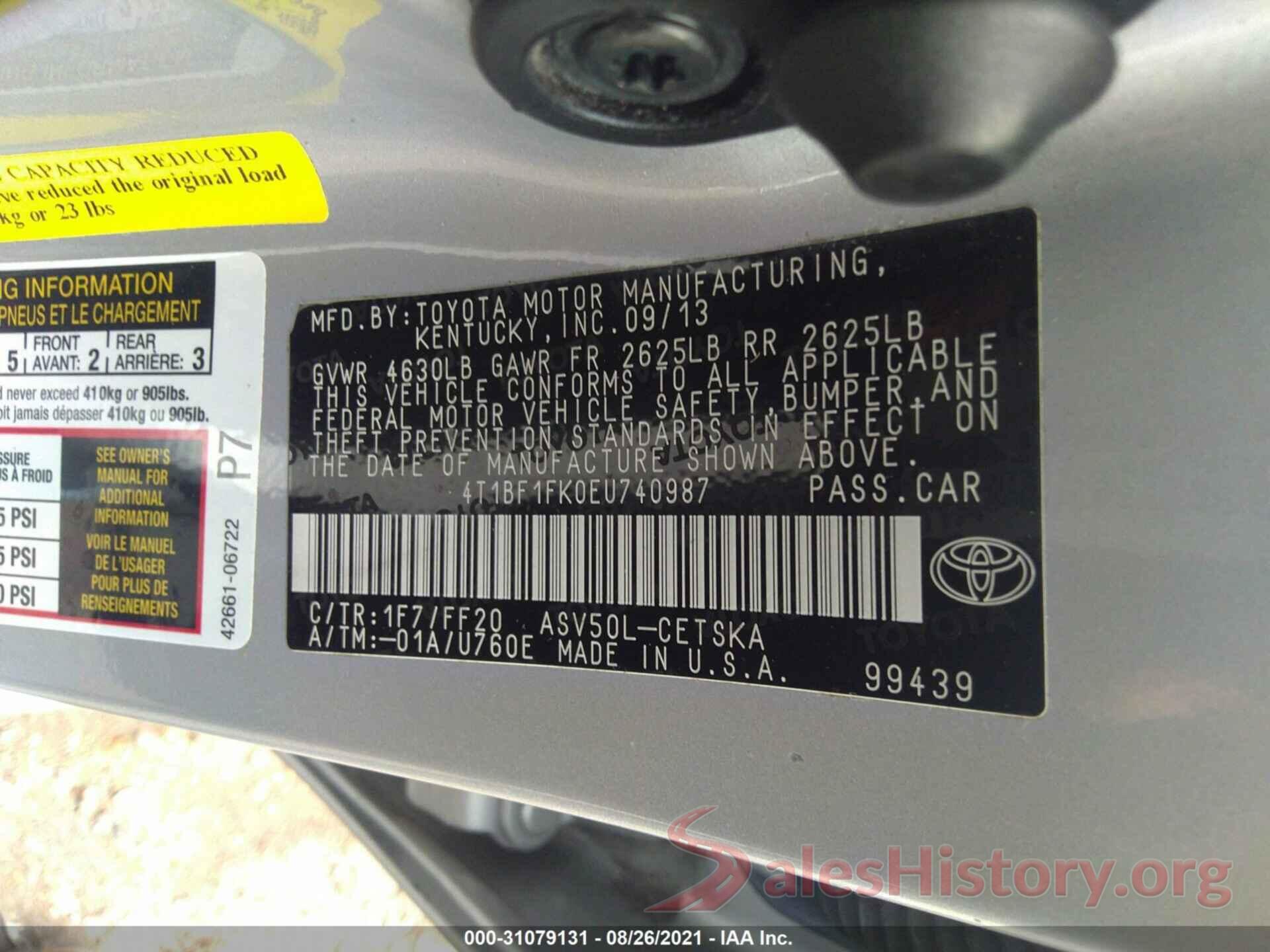 4T1BF1FK0EU740987 2014 TOYOTA CAMRY