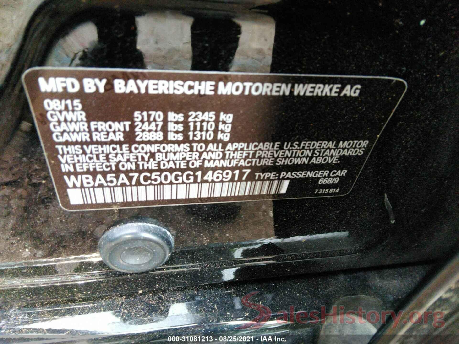 WBA5A7C50GG146917 2016 BMW 5 SERIES