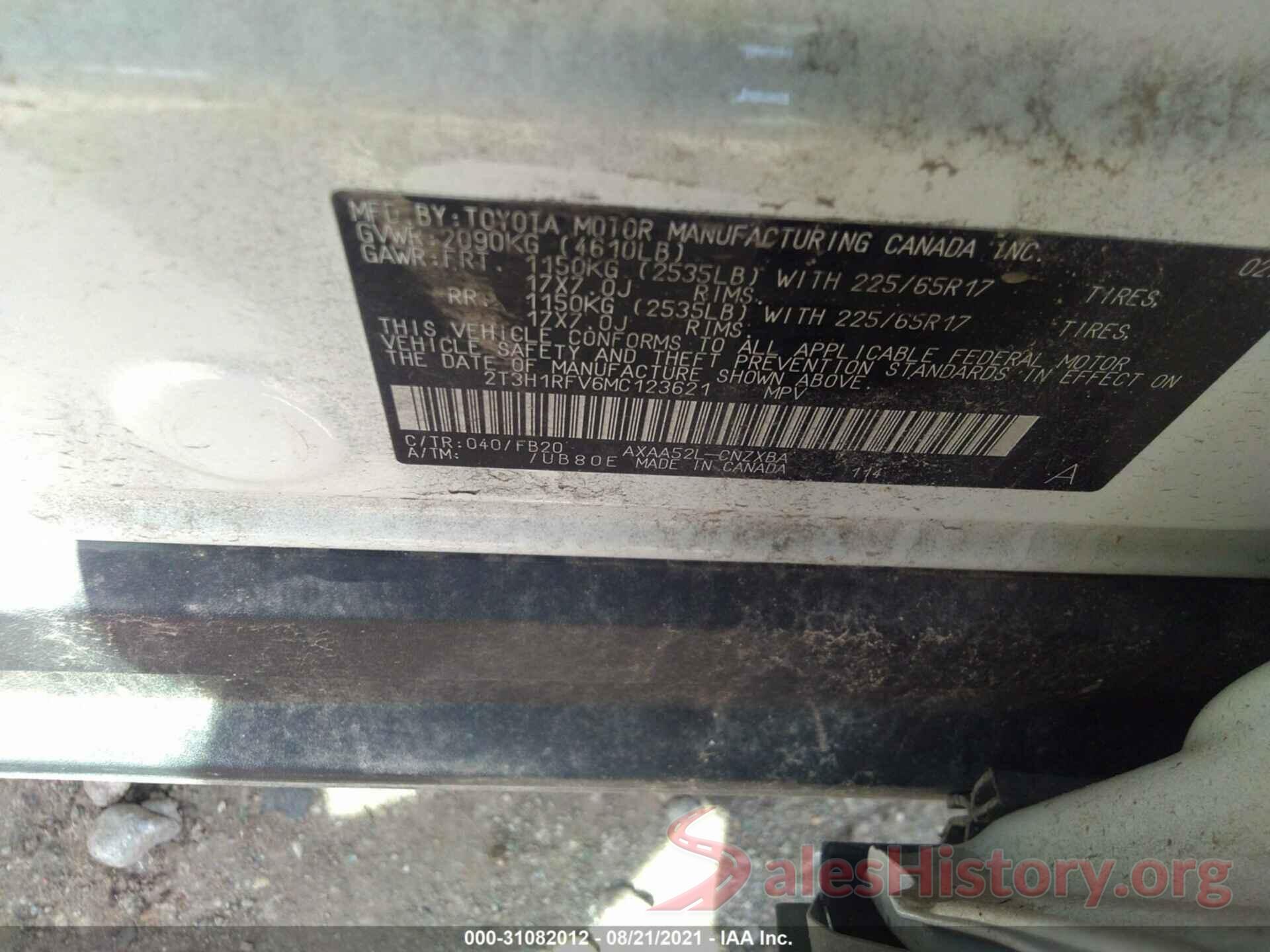 2T3H1RFV6MC123621 2021 TOYOTA RAV4