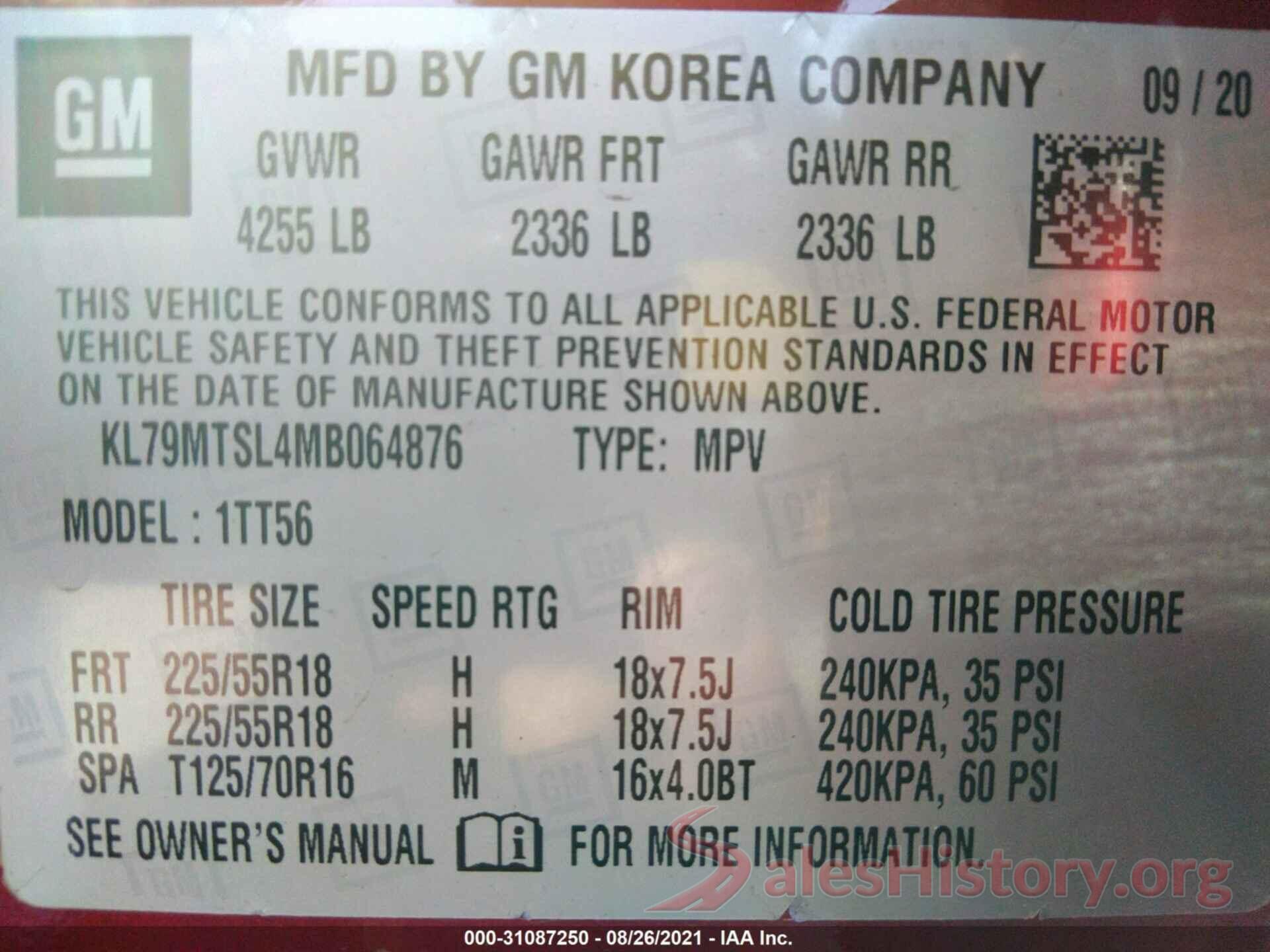 KL79MTSL4MB064876 2021 CHEVROLET TRAILBLAZER