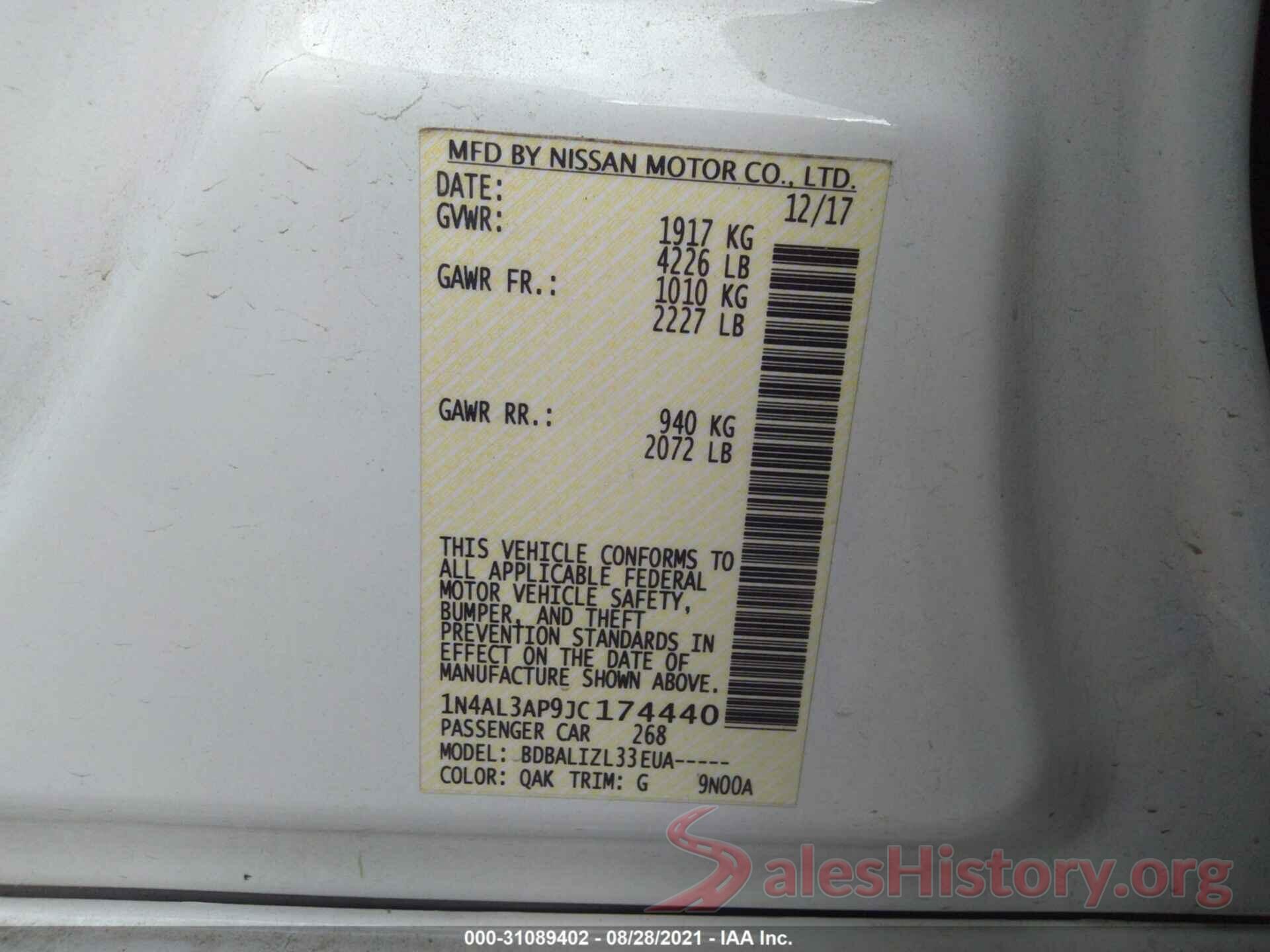 1N4AL3AP9JC174440 2018 NISSAN ALTIMA