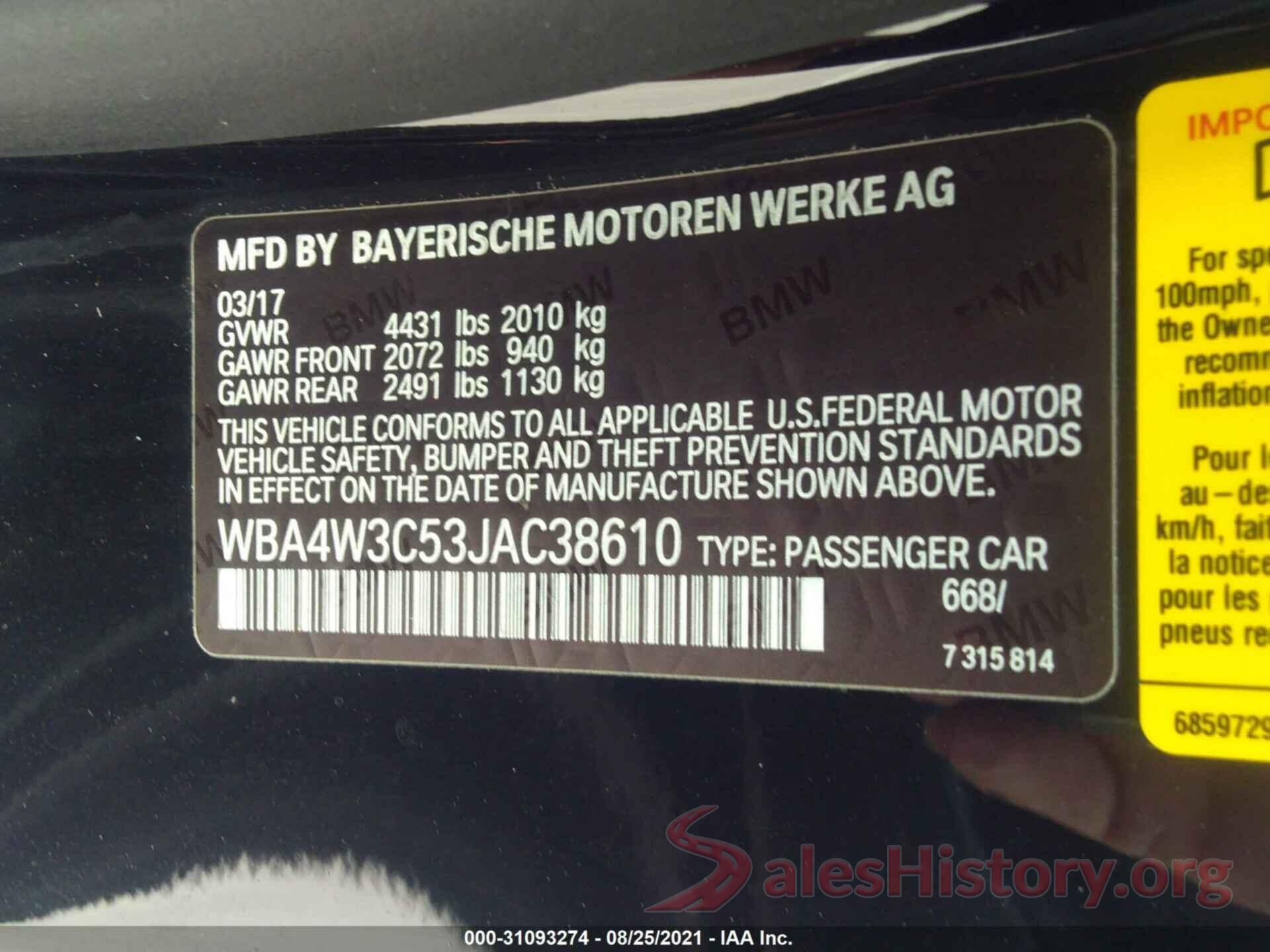 WBA4W3C53JAC38610 2018 BMW 4 SERIES