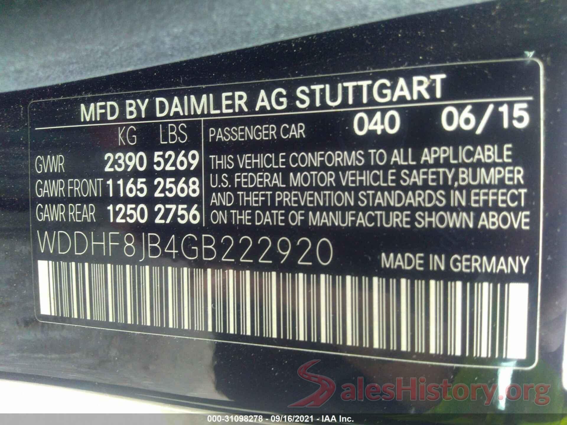 WDDHF8JB4GB222920 2016 MERCEDES-BENZ E-CLASS