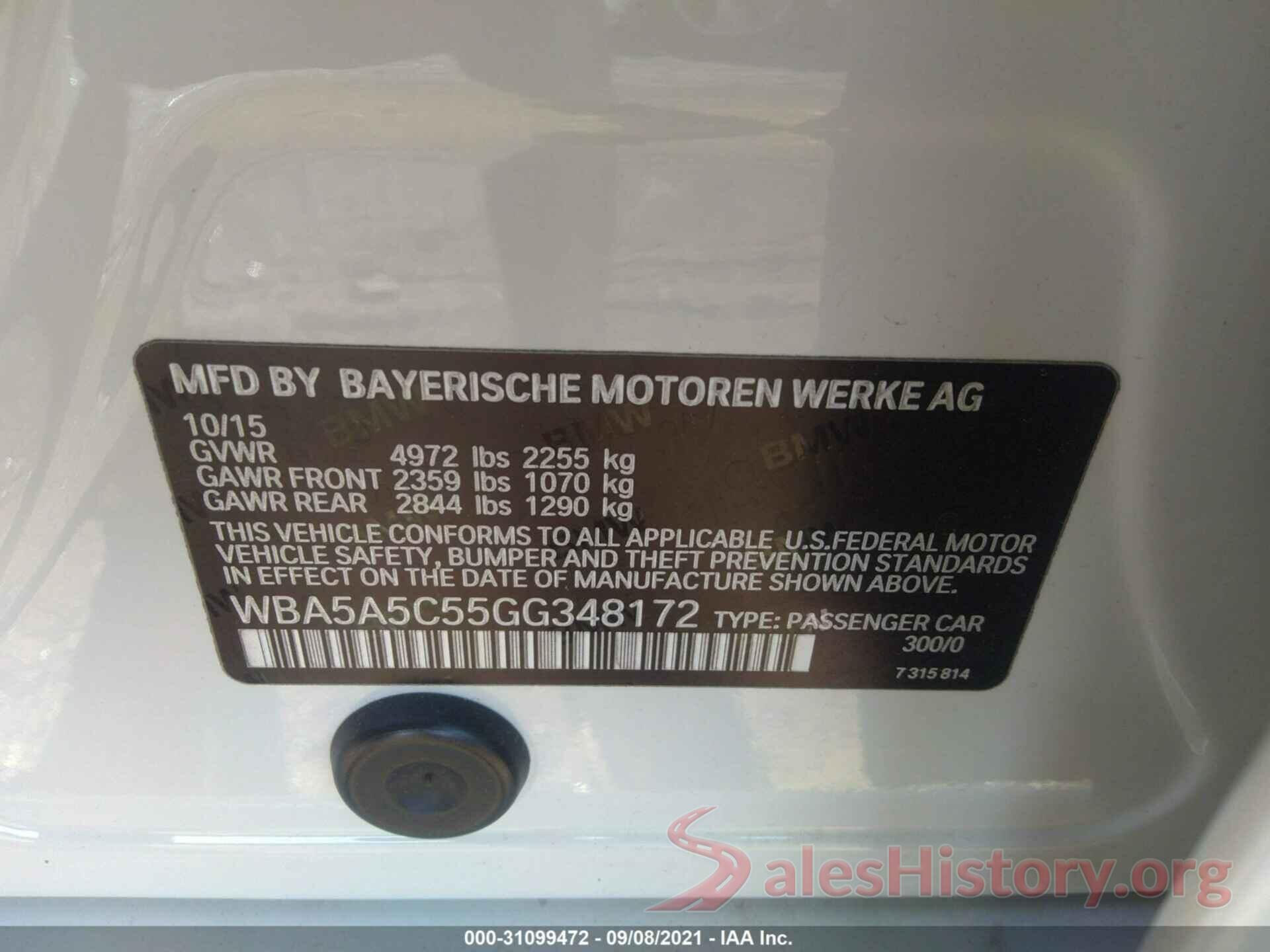 WBA5A5C55GG348172 2016 BMW 5 SERIES