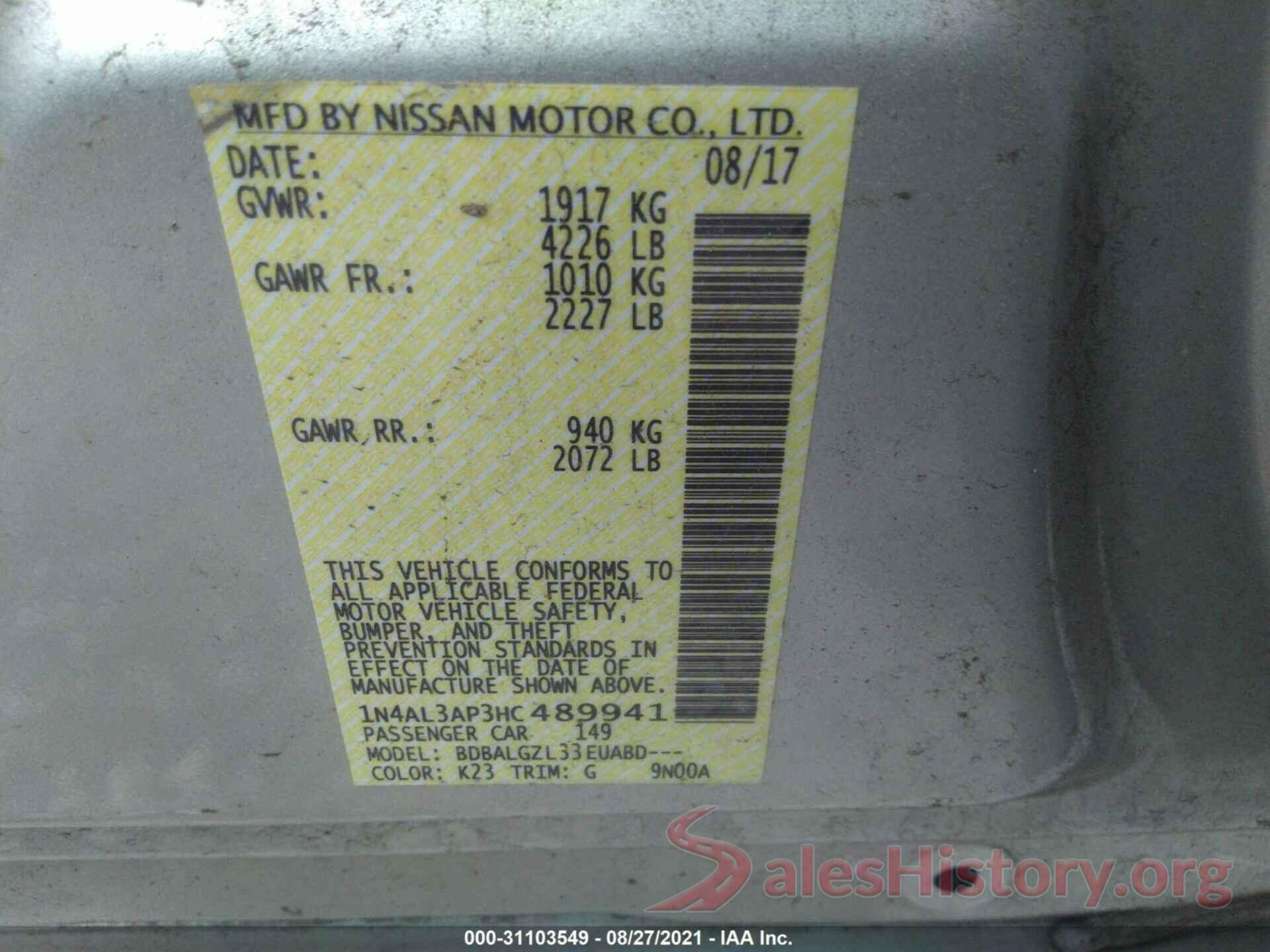 1N4AL3AP3HC489941 2017 NISSAN ALTIMA