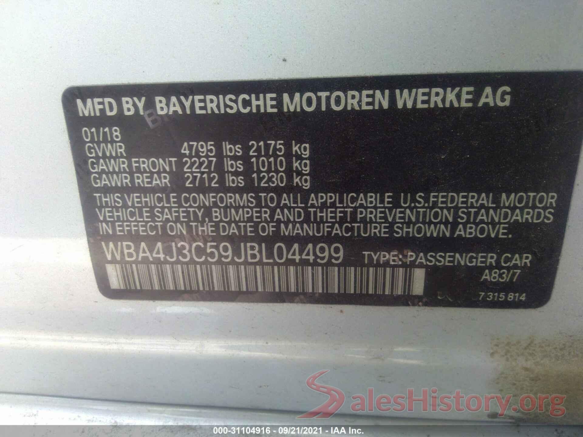 WBA4J3C59JBL04499 2018 BMW 4 SERIES