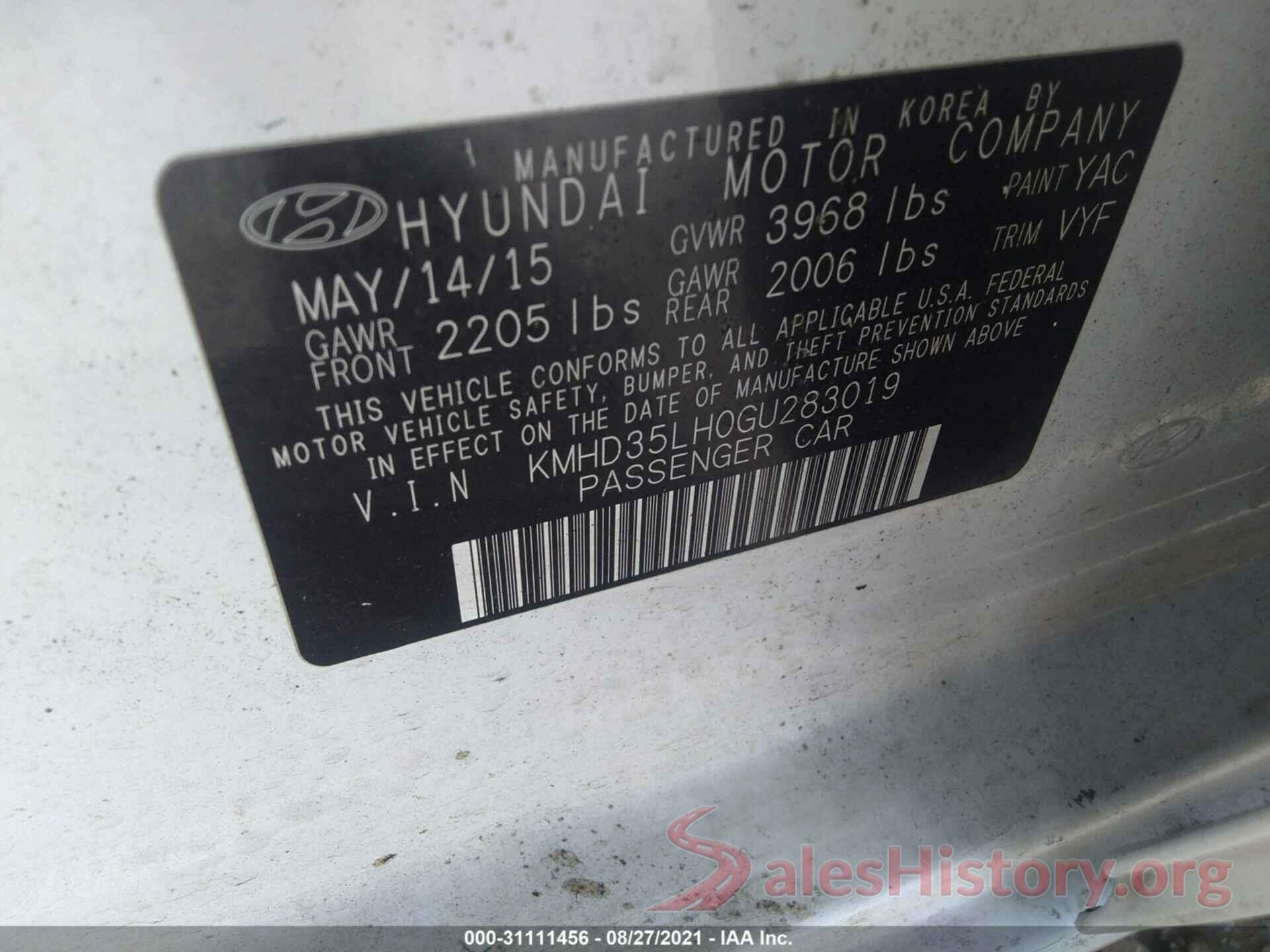 KMHD35LH0GU283019 2016 HYUNDAI ELANTRA GT